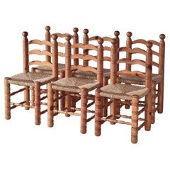 1970er Shaker Style Esszimmerstühle aus Seegras und Kiefernholz, Schweden