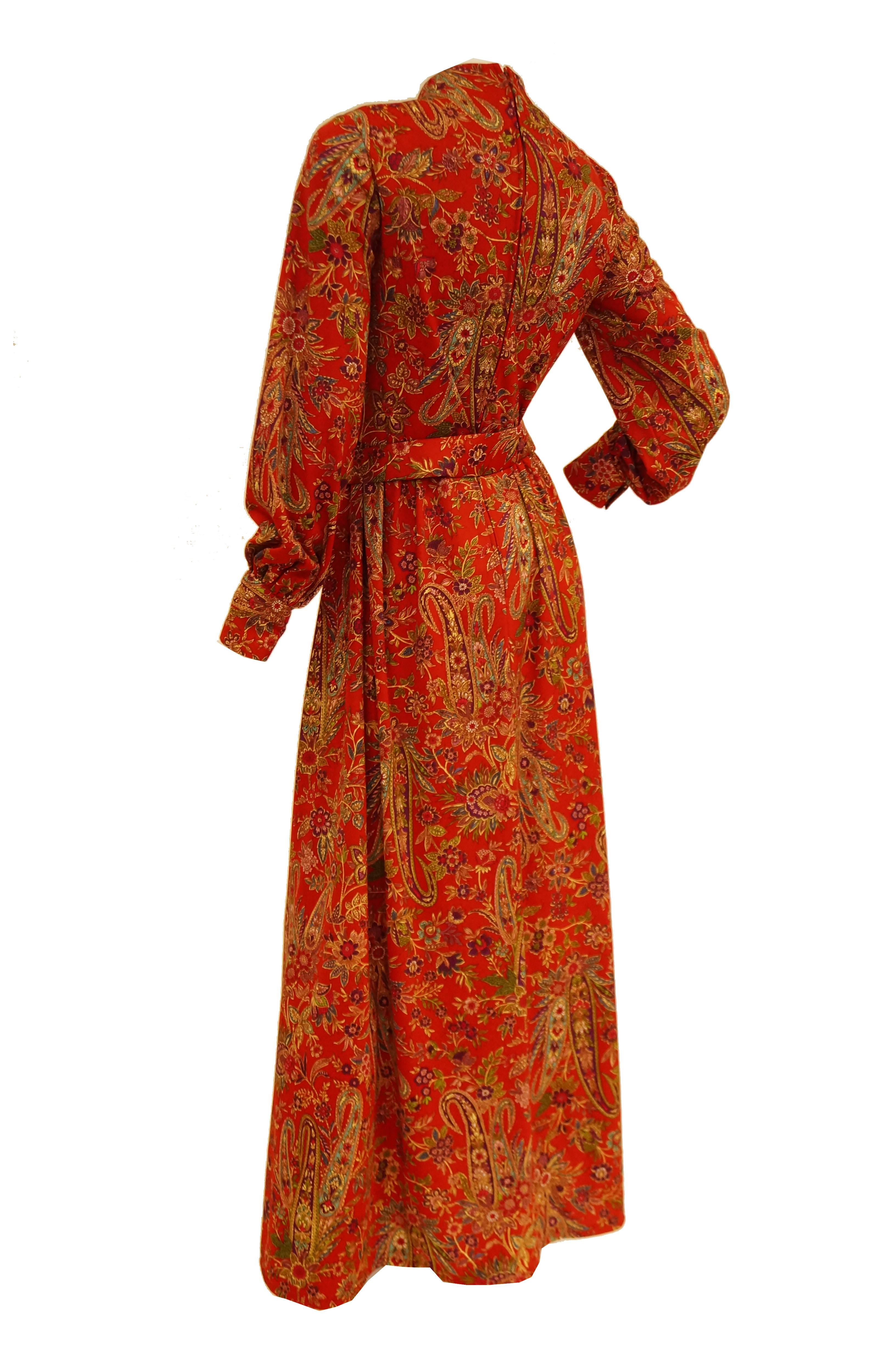 Women's 1970s Shannon Rodgers for Jerry Silverman Red Aesthetic Maxi Dress For Sale