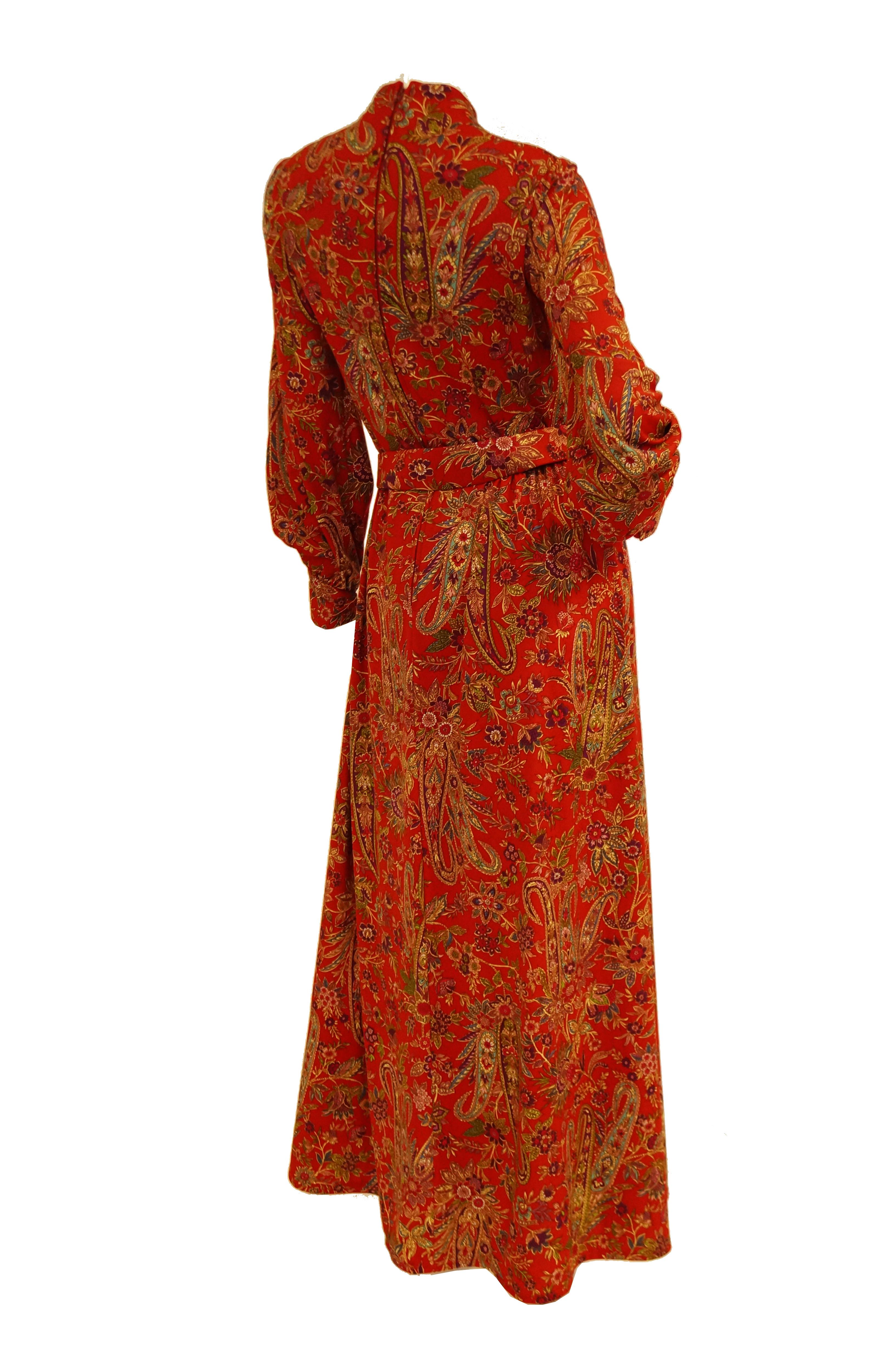 1970s Shannon Rodgers for Jerry Silverman Red Aesthetic Maxi Dress For Sale 2