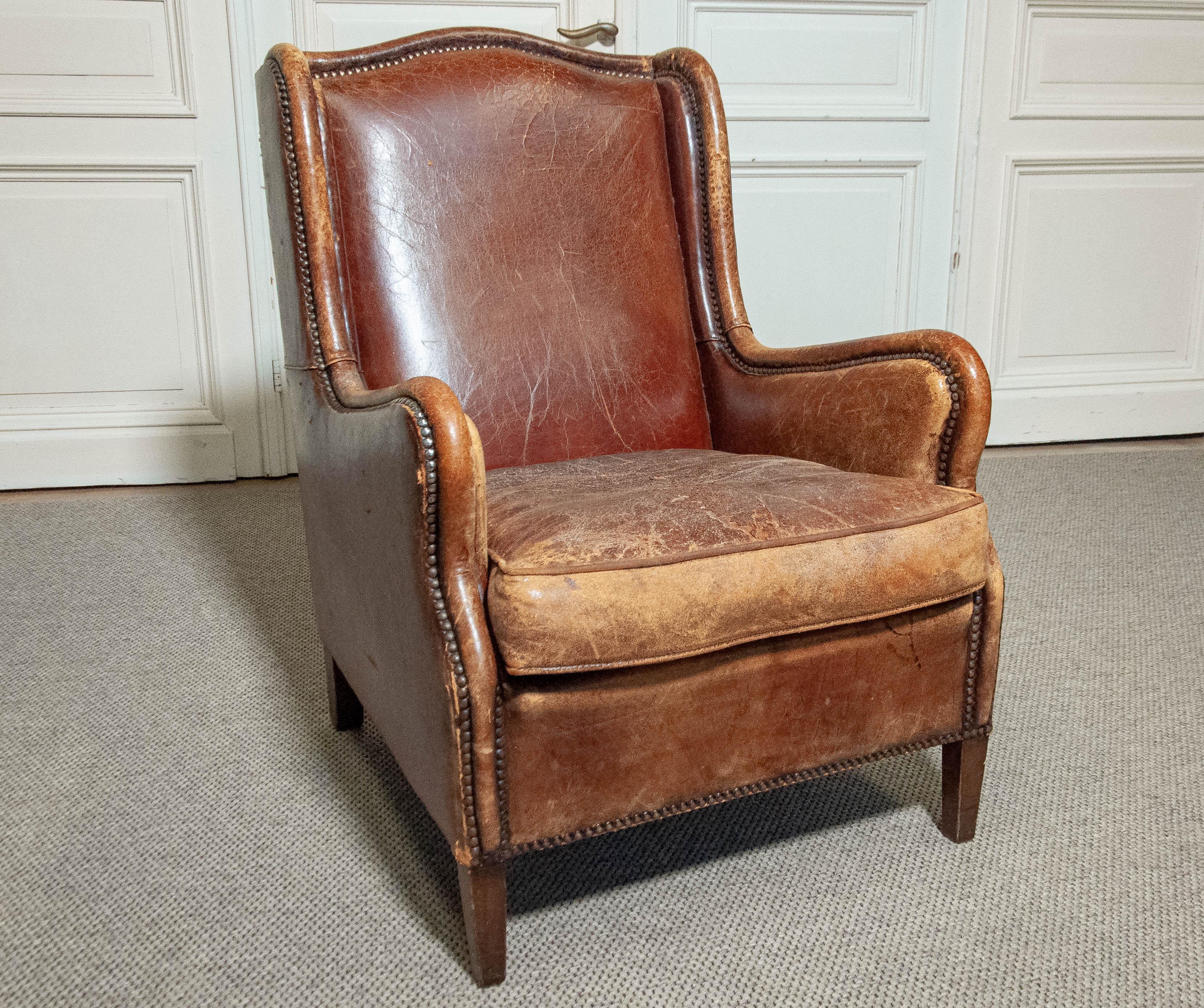 1970s Sheepskin Leather Wingback Lounge Chair , Denmark For Sale 4