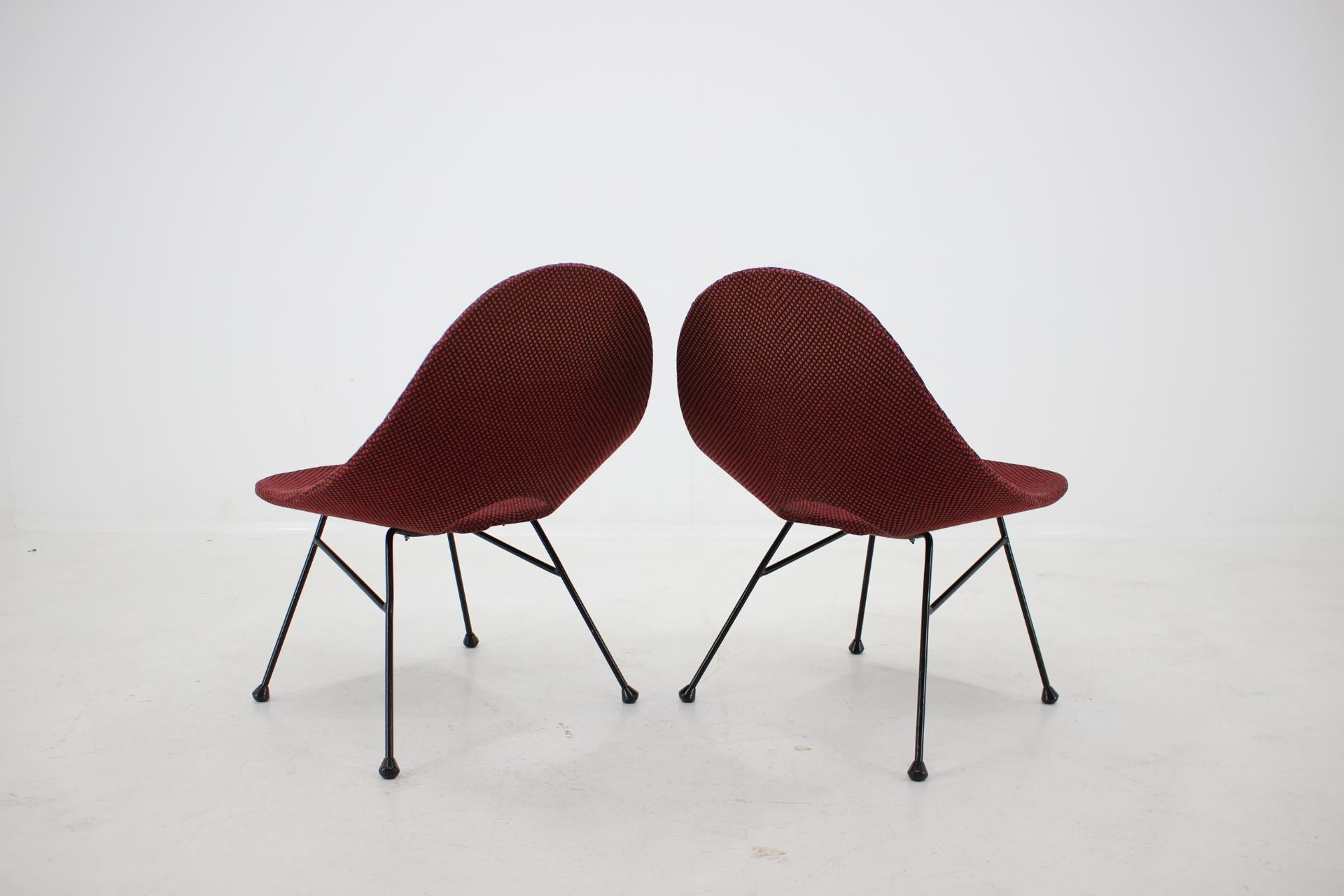 Fabric 1970s Shell Chair, Set of 2