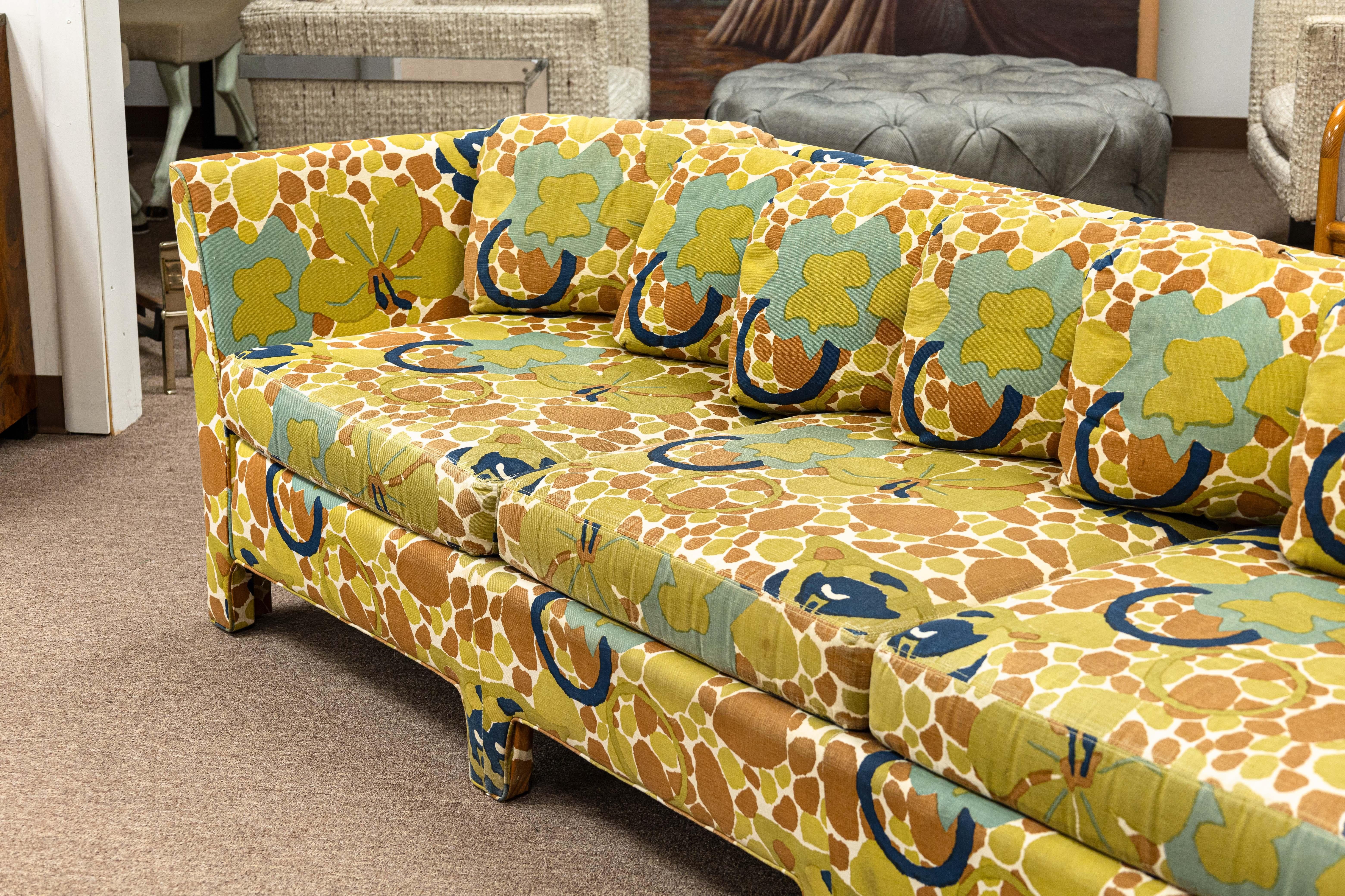 American 1970s Sherrill Furniture Co Milo Baughman Style Colorful 3 Piece Sofa Sectional