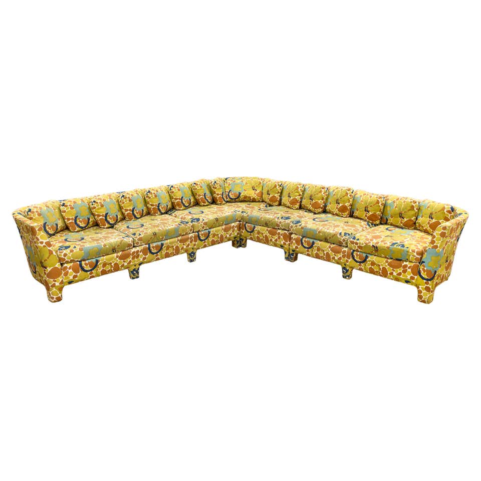 Mid-Century Modern 2-Piece Curved Sectional Baughman Englander Triangle ...