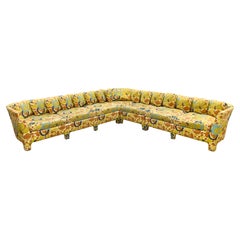 1970s Sherrill Furniture Co Milo Baughman Style Colorful 3 Piece Sofa Sectional