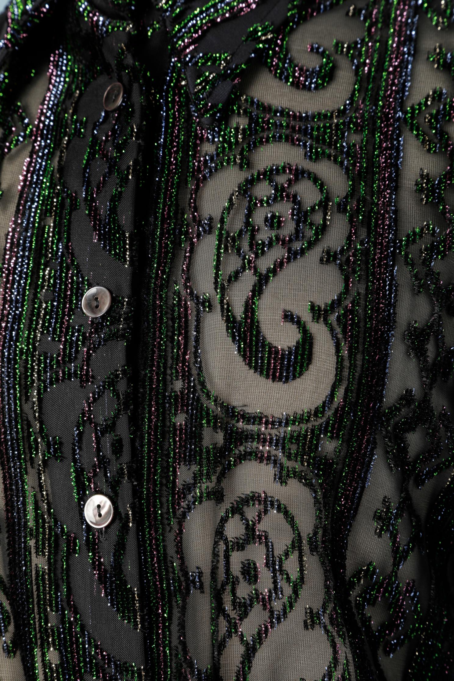 1970's Shirt and skirt ensemble in velvet lurex  In Excellent Condition In Saint-Ouen-Sur-Seine, FR