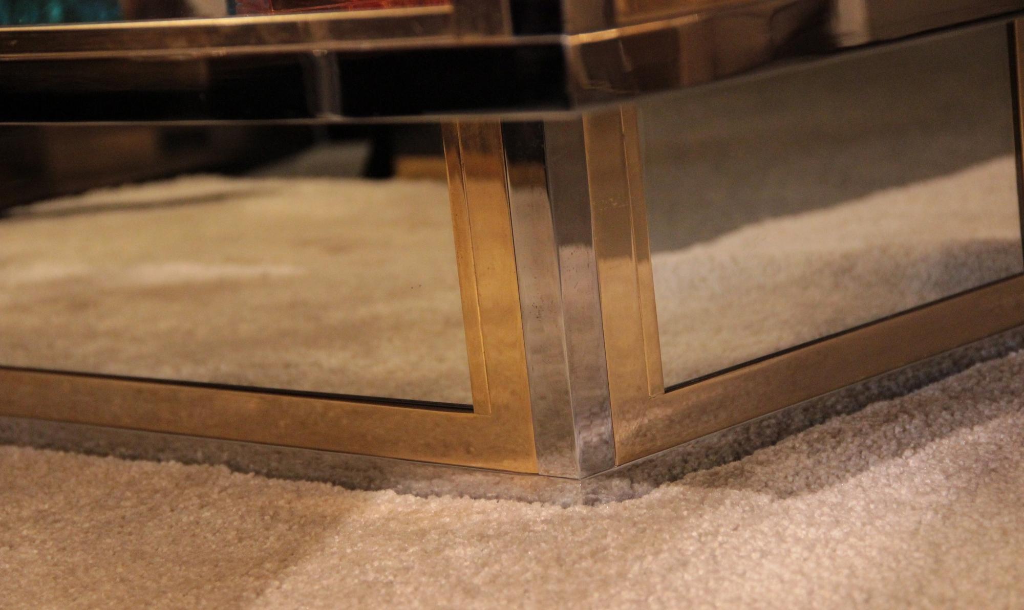 Mid-20th Century 1970s Showcase Coffee Table in Brass and Chrome