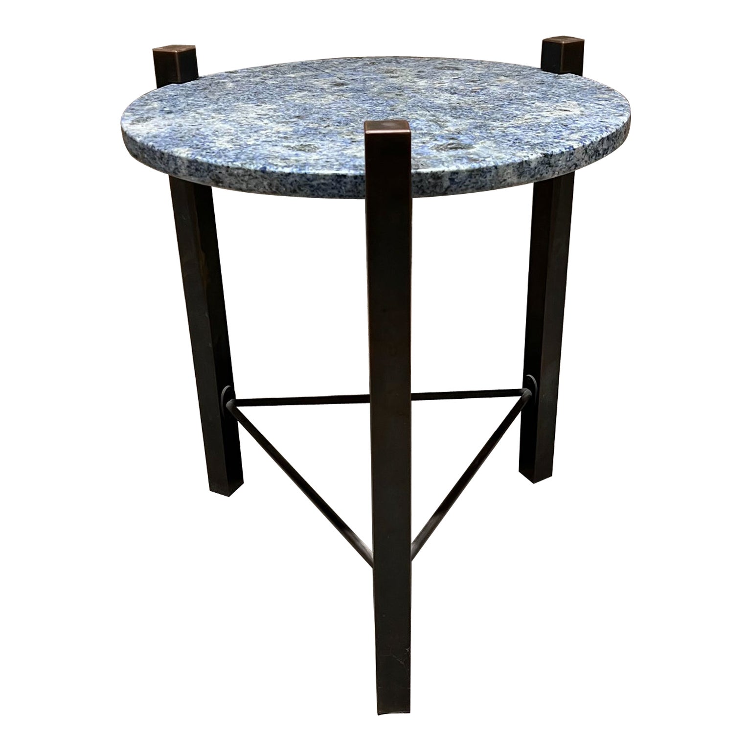 1970s Side Table Blue Stone Bronze Style of Cedric Hartman