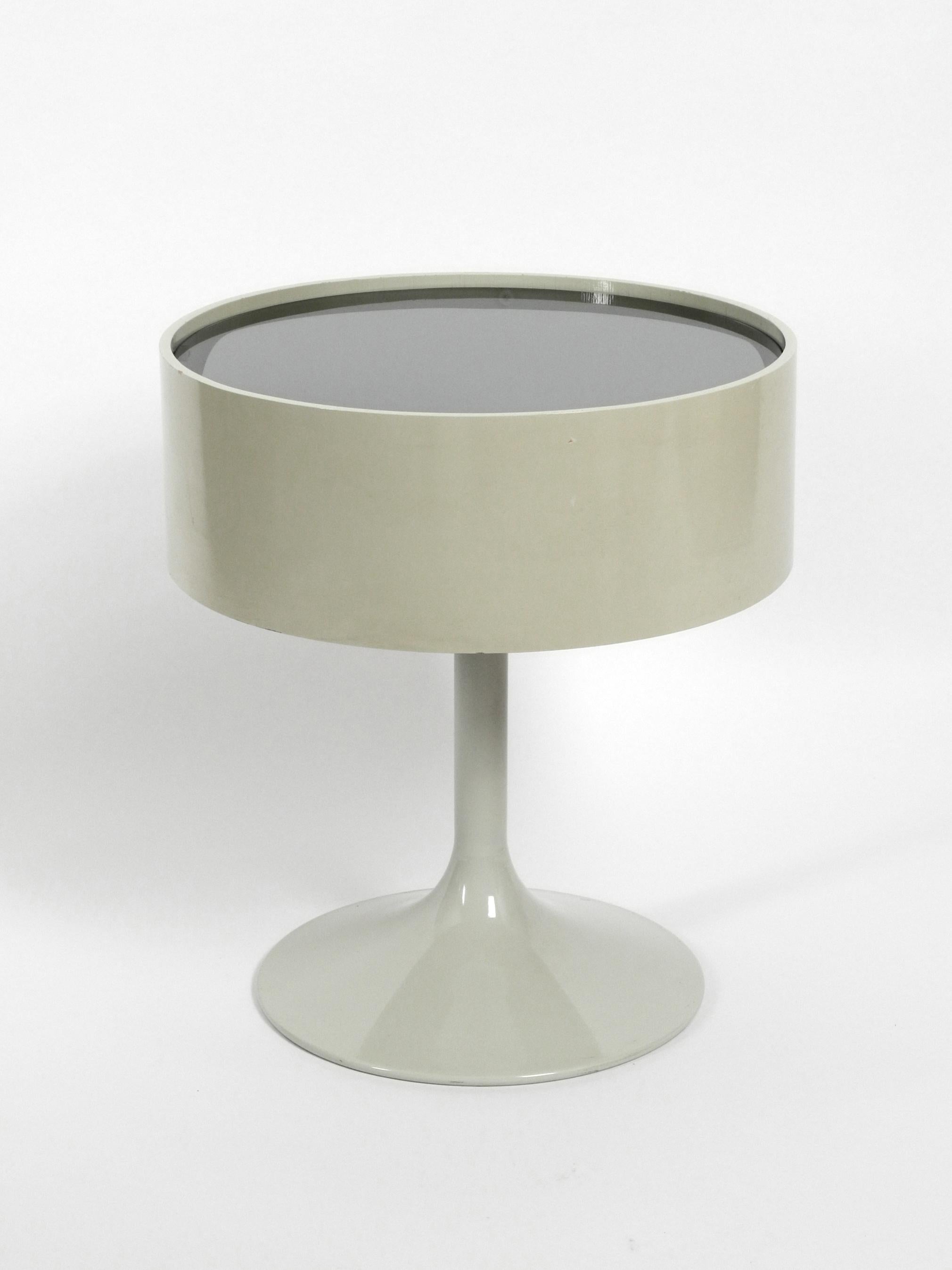 German 1970s Side Table in Pop Art Space Age Design with Smoked Glass Top by Opal Möbel