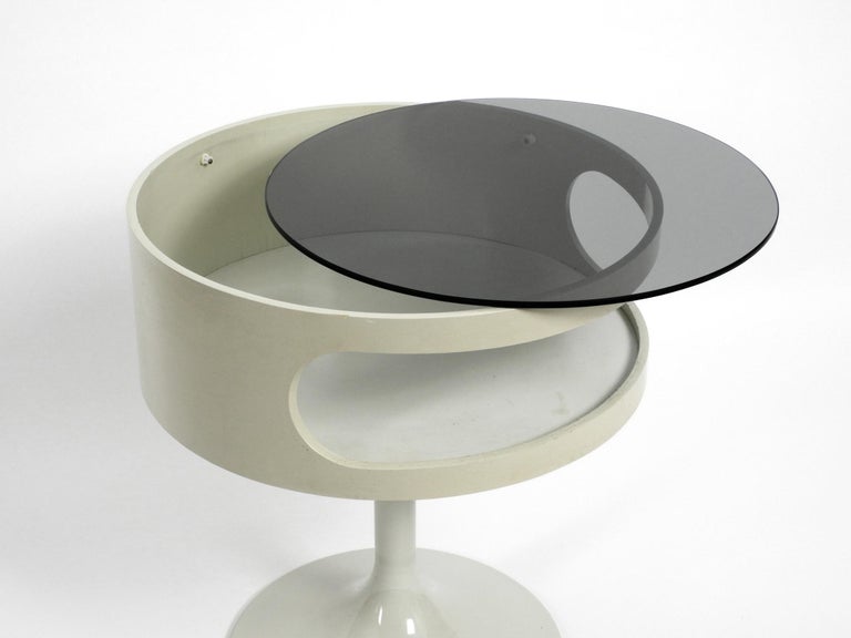1970s Side Table in Pop Art Space Age Design with Smoked Glass Top by Opal  Möbel at 1stDibs