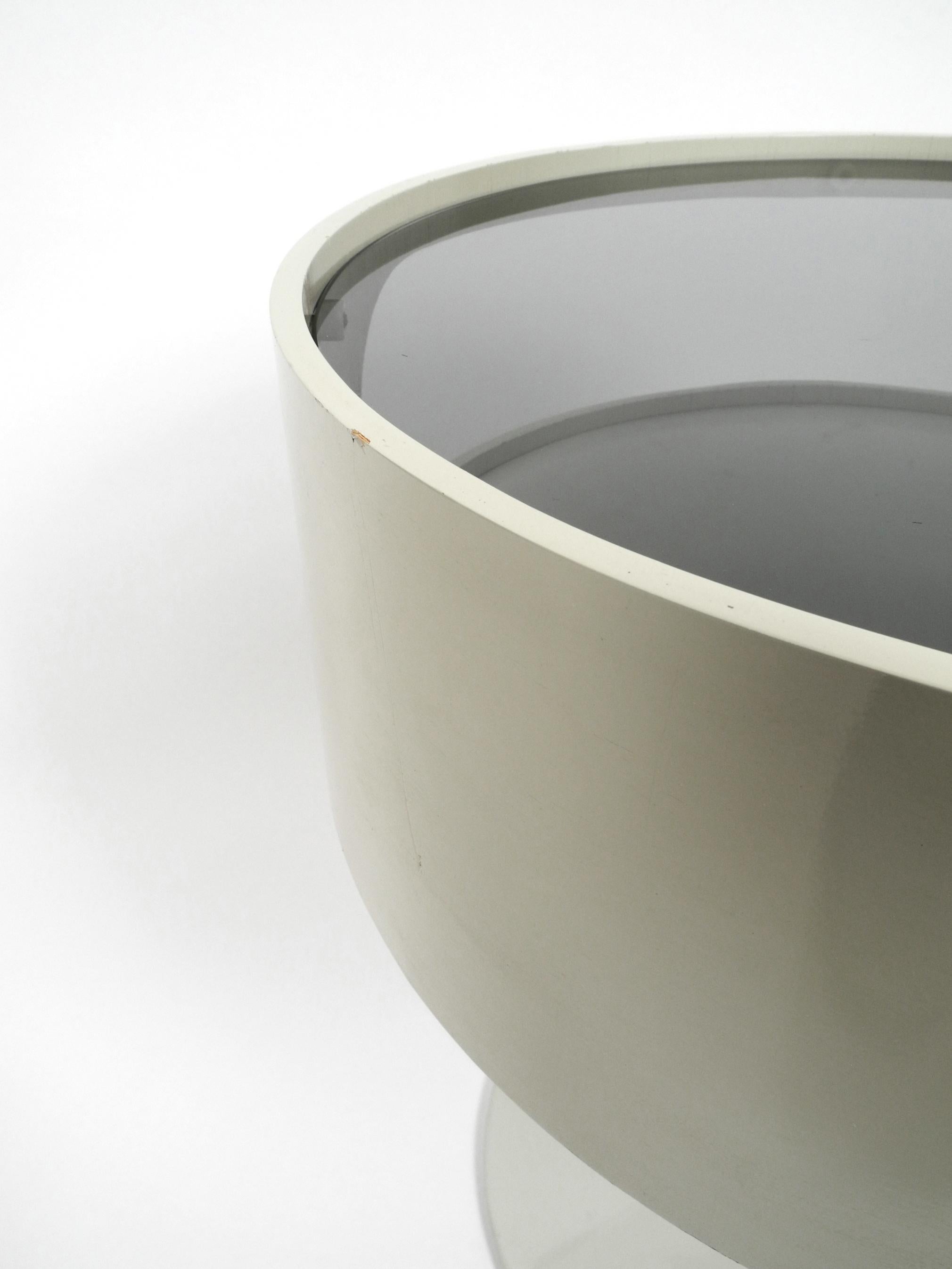 Metal 1970s Side Table in Pop Art Space Age Design with Smoked Glass Top by Opal Möbel