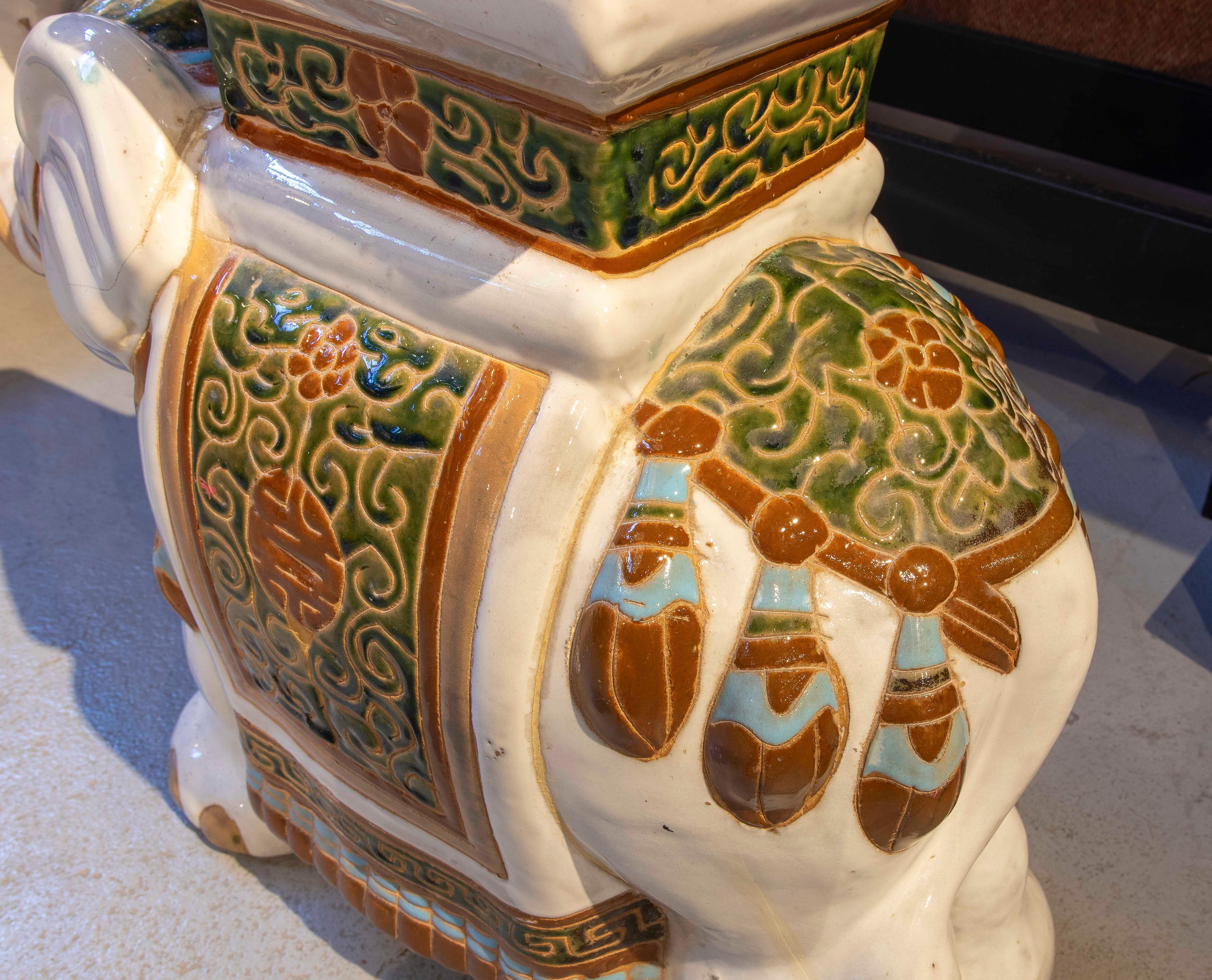 1970s Side Table in the Shape of an Elephant in Glazed Ceramic 6