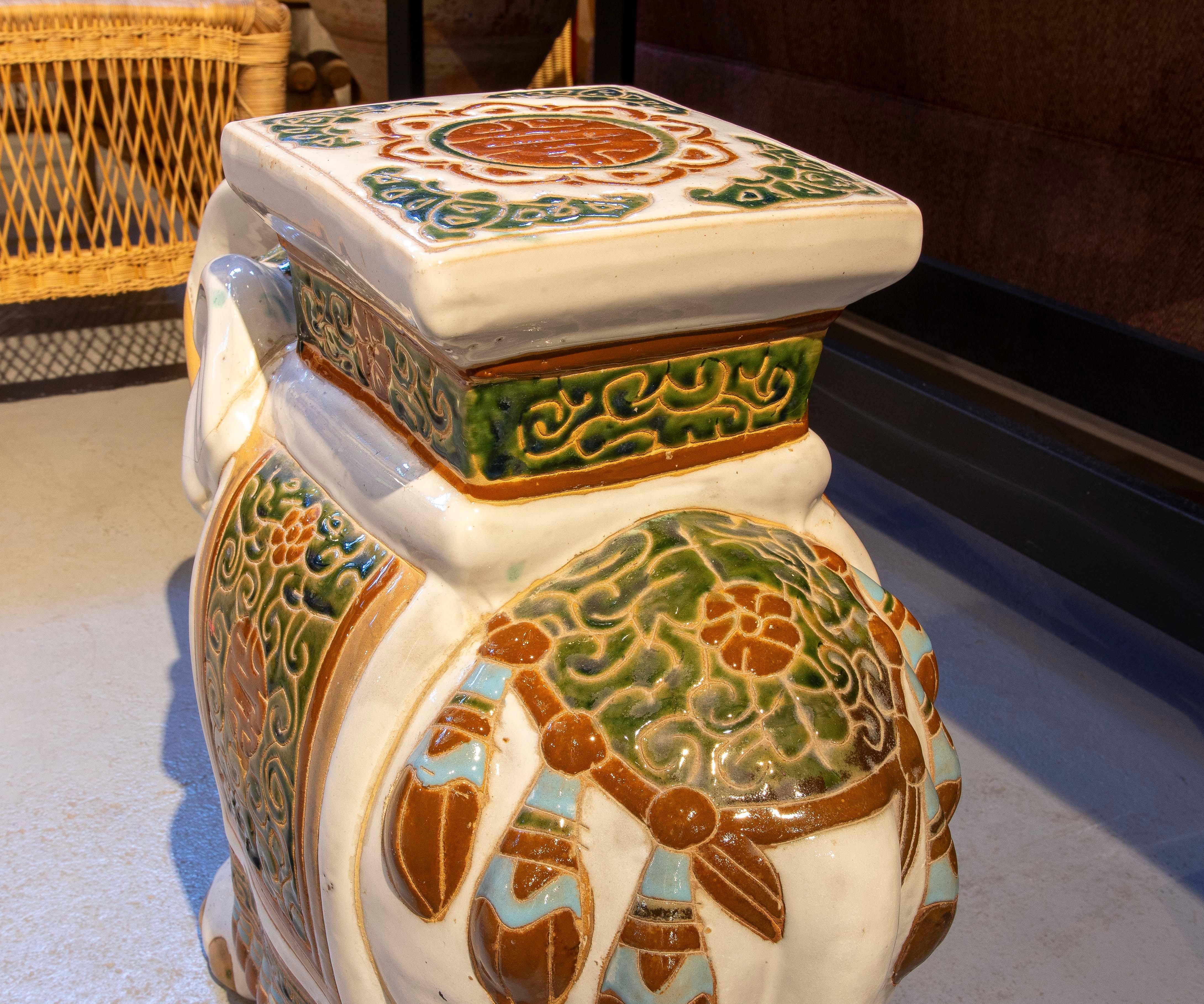 1970s Side Table in the Shape of an Elephant in Glazed Ceramic 7