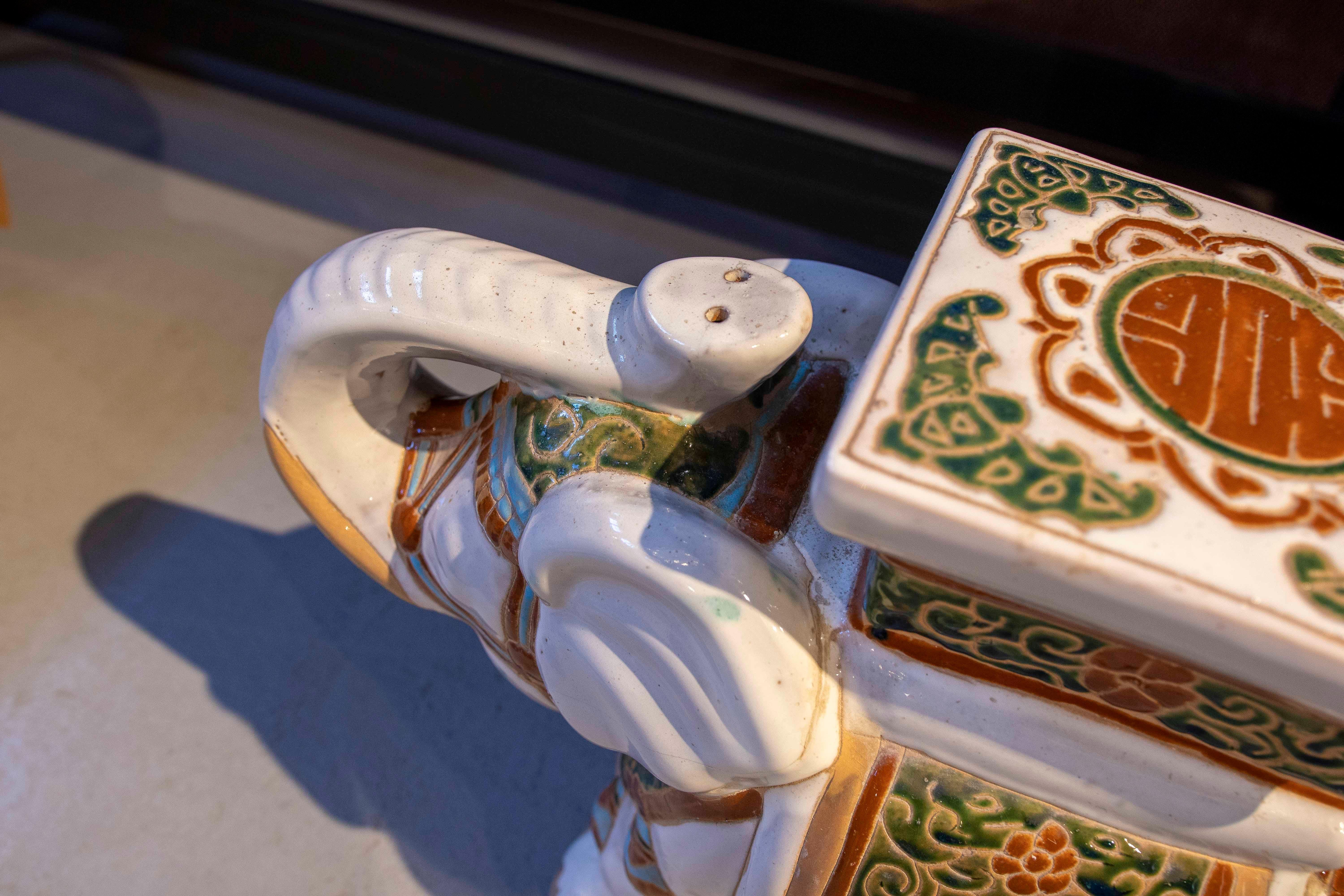 1970s Side Table in the Shape of an Elephant in Glazed Ceramic 9