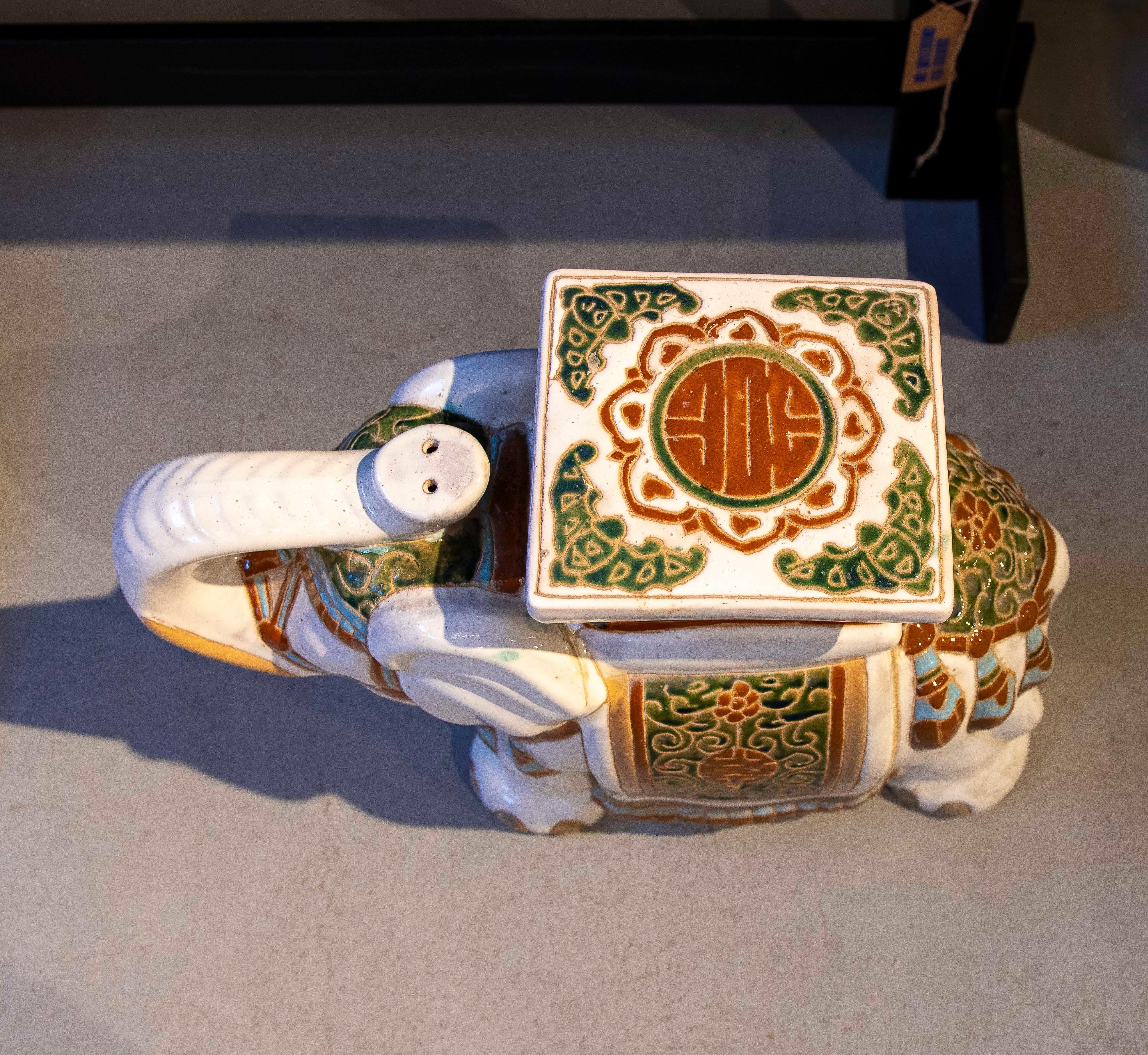 1970s Side Table in the Shape of an Elephant in Glazed Ceramic 11