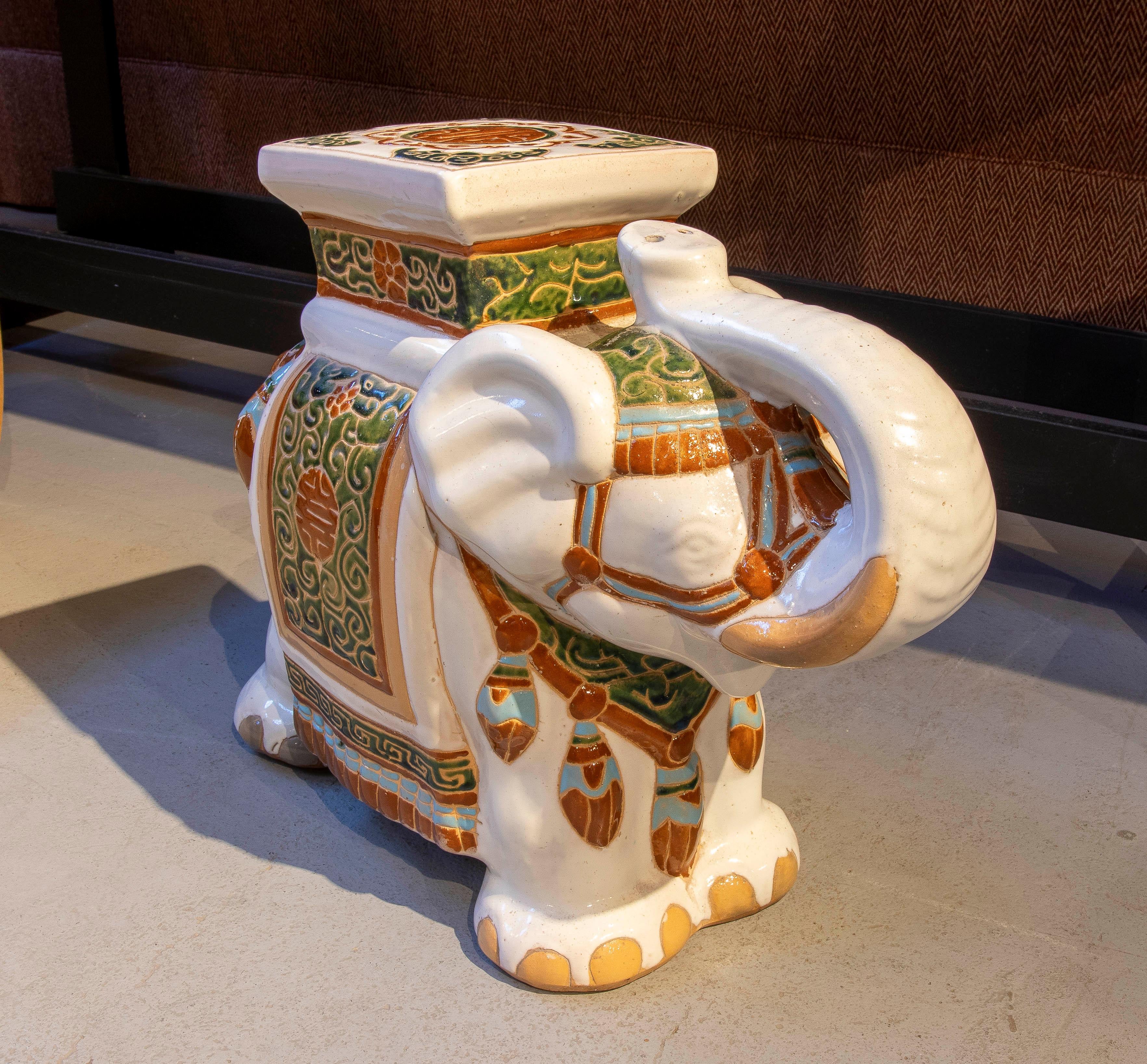 1970s Side Table in the Shape of an Elephant in Glazed Ceramic 12