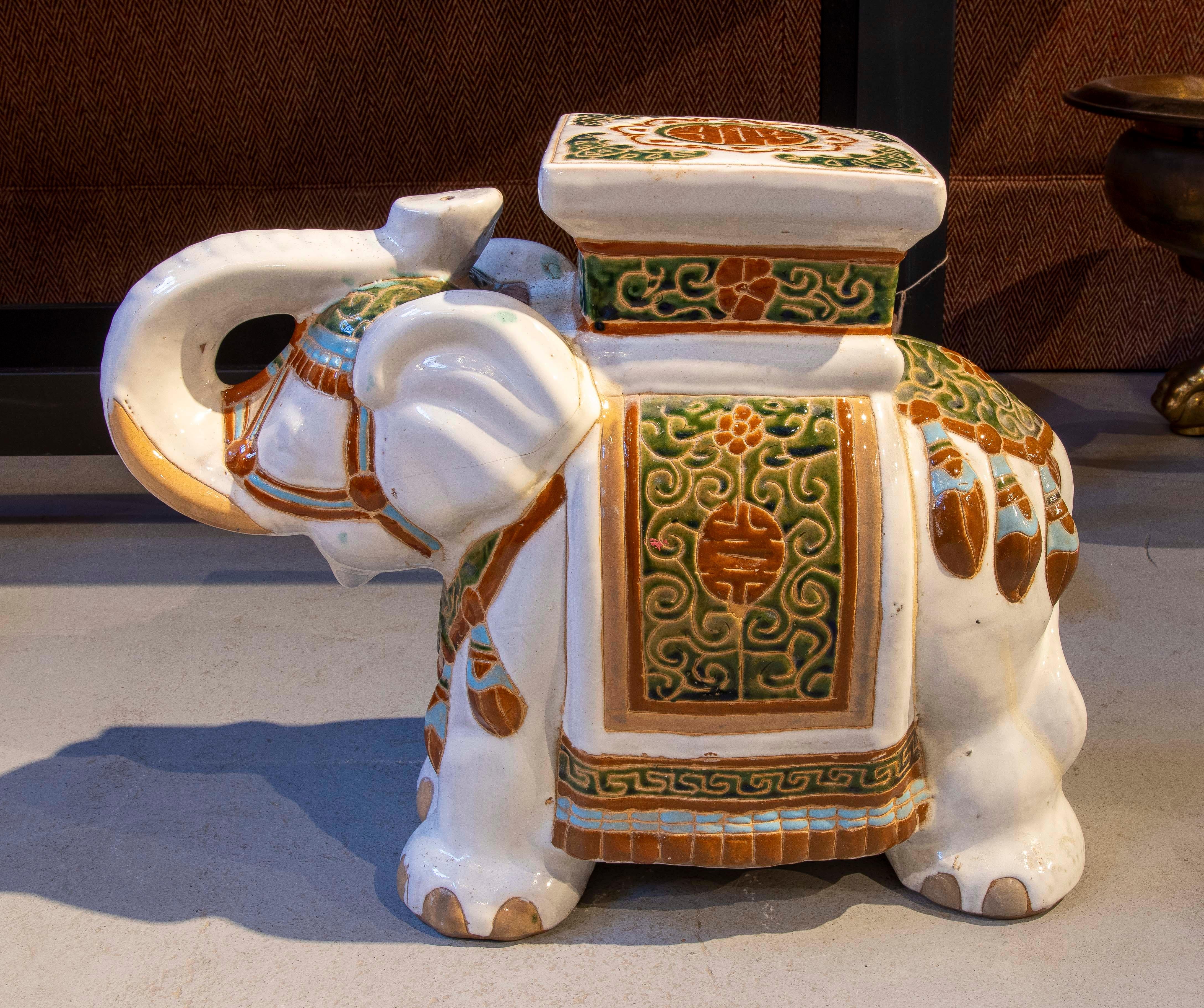 1970s Side Table in the Shape of an Elephant in Glazed Ceramic 4