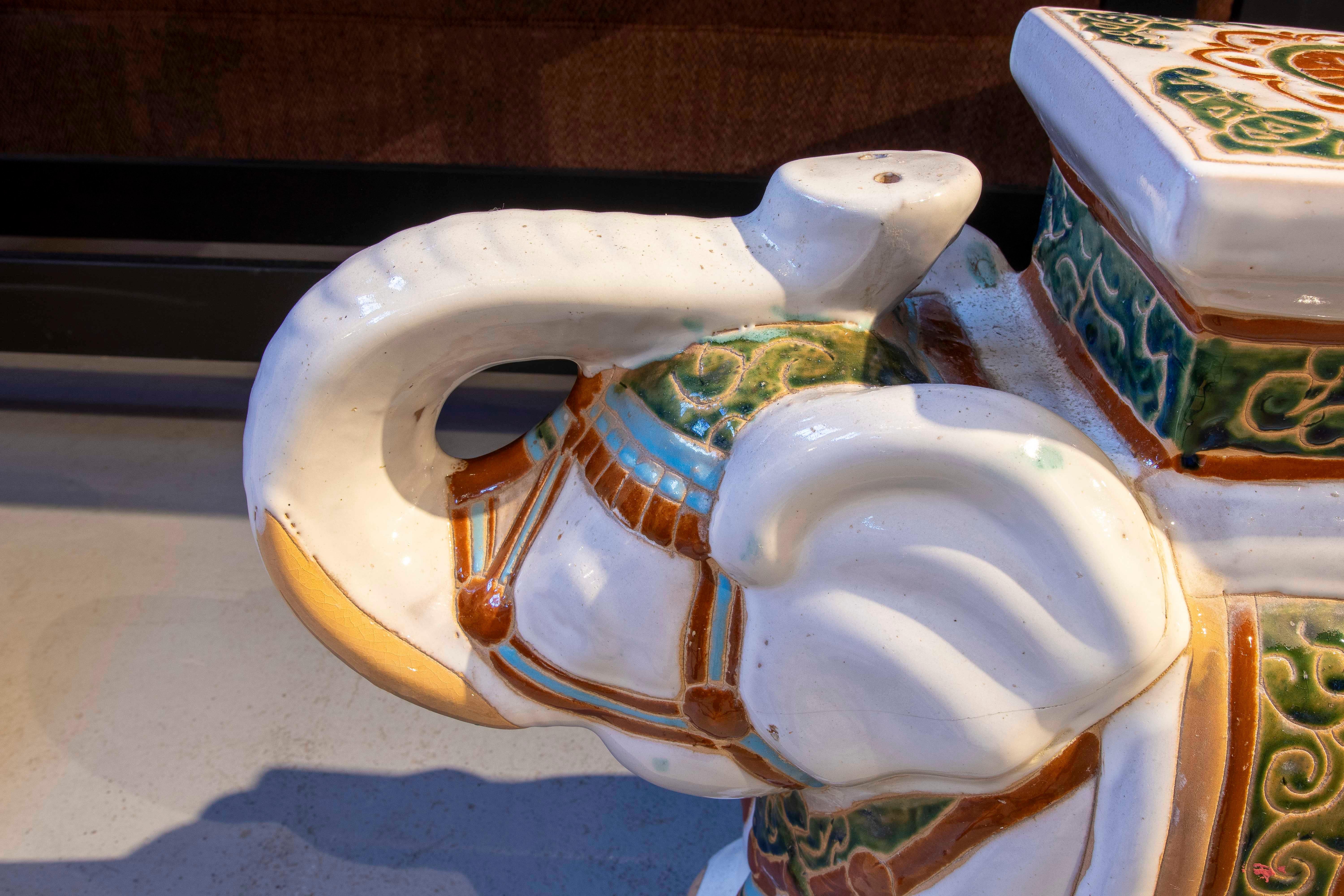 1970s Side Table in the Shape of an Elephant in Glazed Ceramic 5