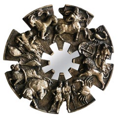 1970s Signed Brutalist Zodiac Mirror