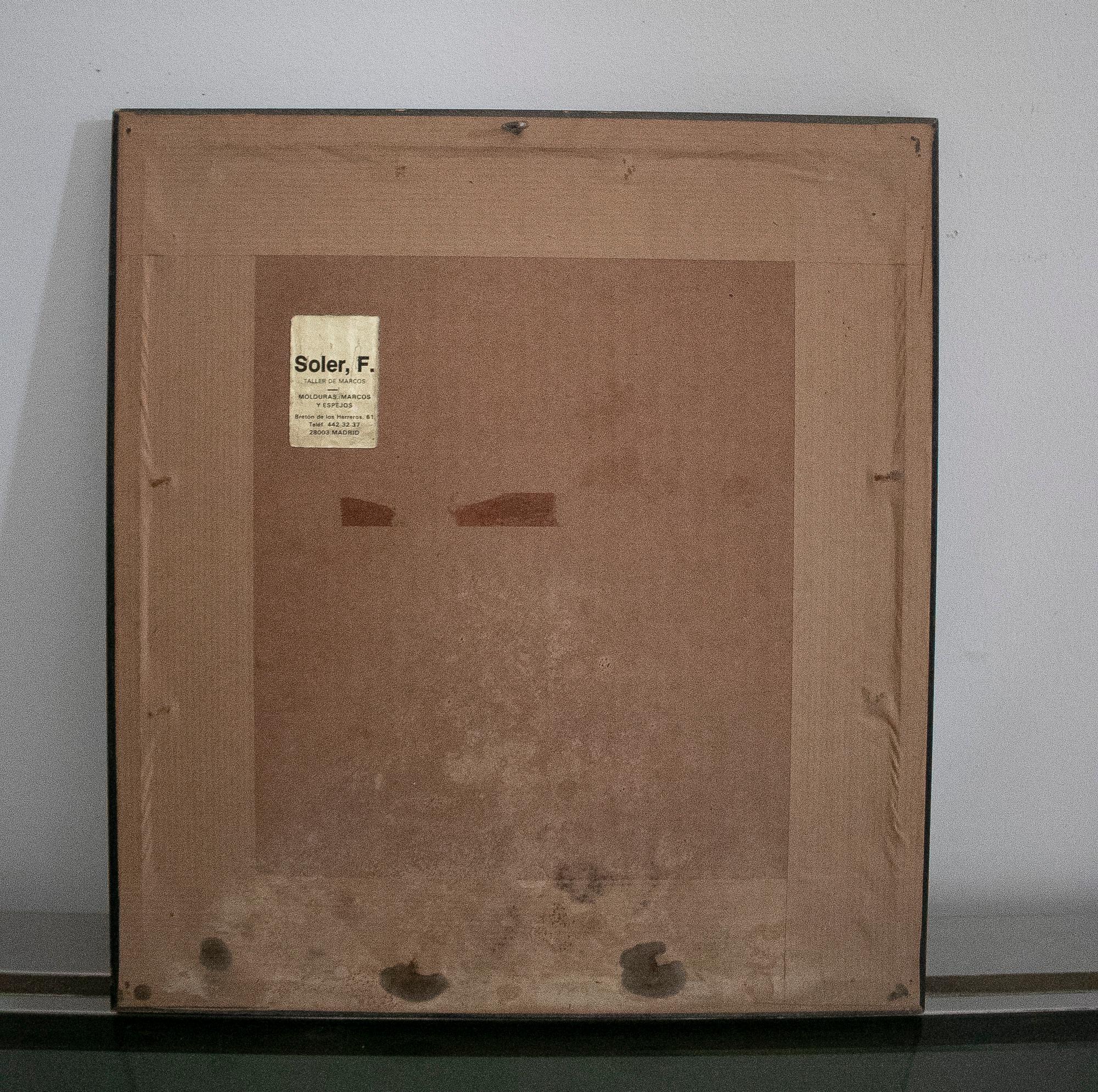 Carta Disegno a matita di donna con bambino firmato e incorniciato degli anni '70 in vendita