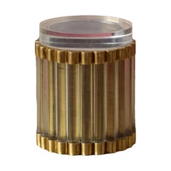 1970s Signed Gabriella Crespi Brass and Plexiglass Pot