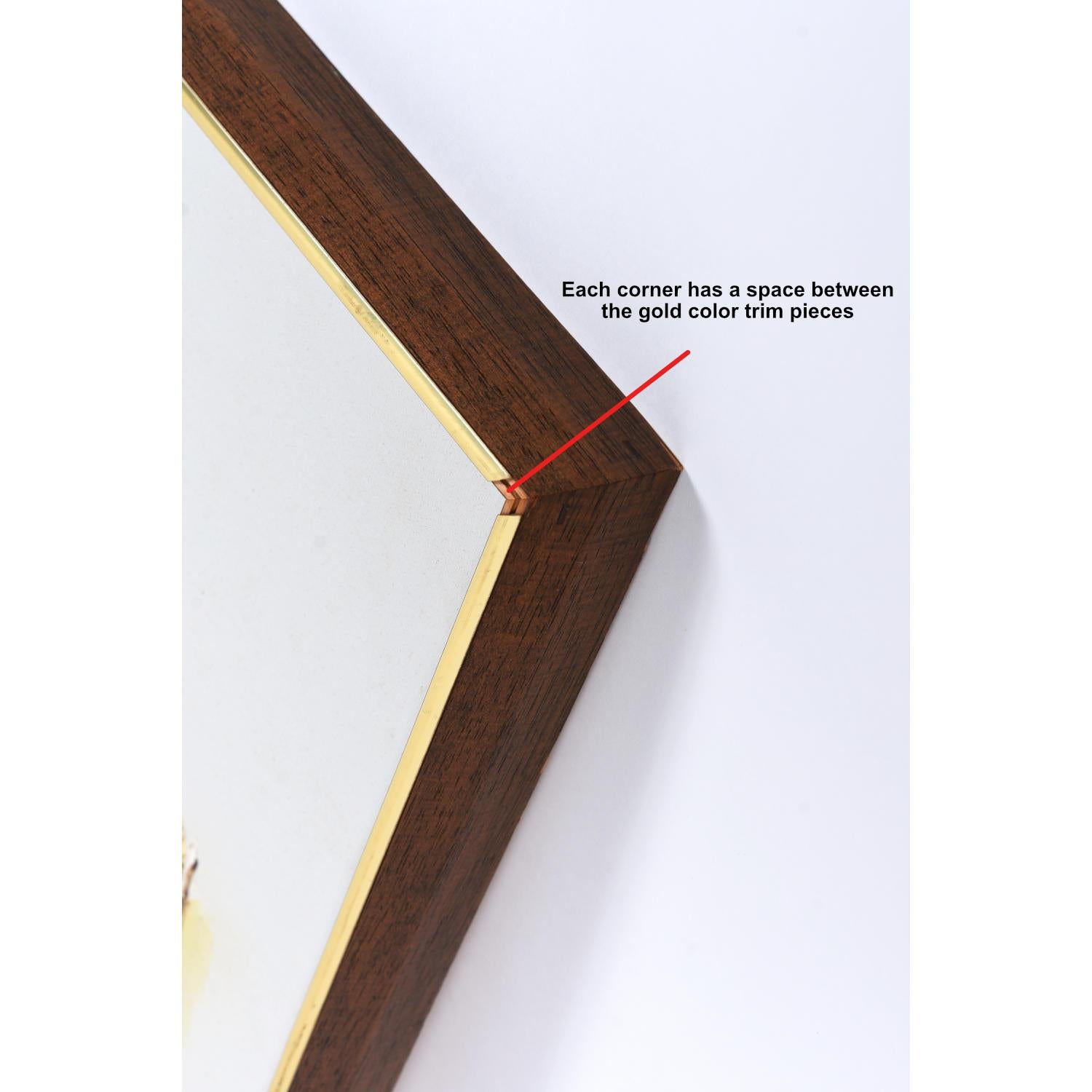 Peinture signée des années 1970, orange et jaune, de style moderne du milieu du siècle, représentant un port et un paysage urbain en vente 2