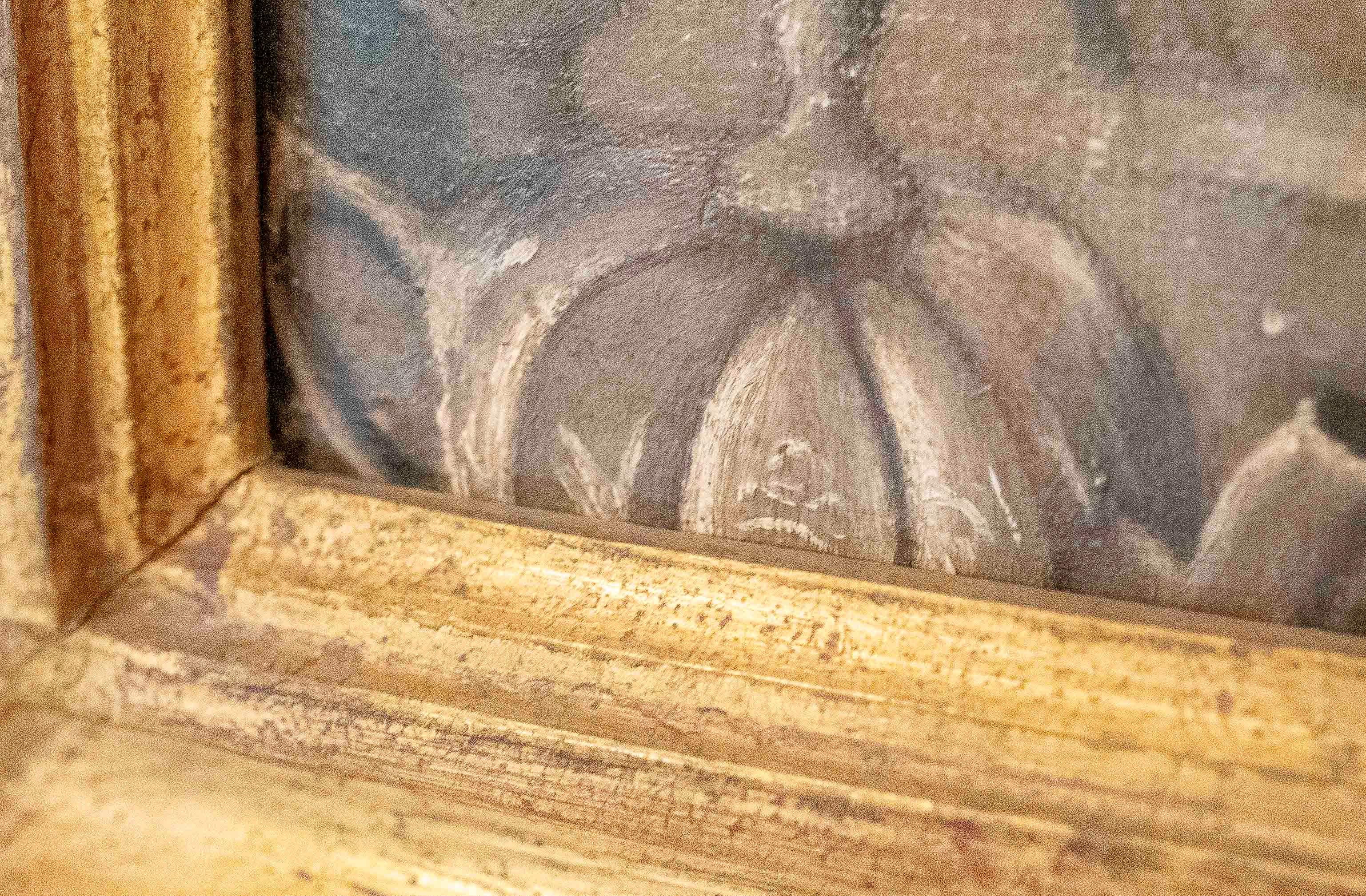 Pittura firmata degli anni '70 raffigurante un ritratto di una donna priva di sensi di colpa in vendita 3