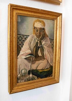 1970er Jahre Signiertes Gemälde eines Porträts einer orientalischen Frau