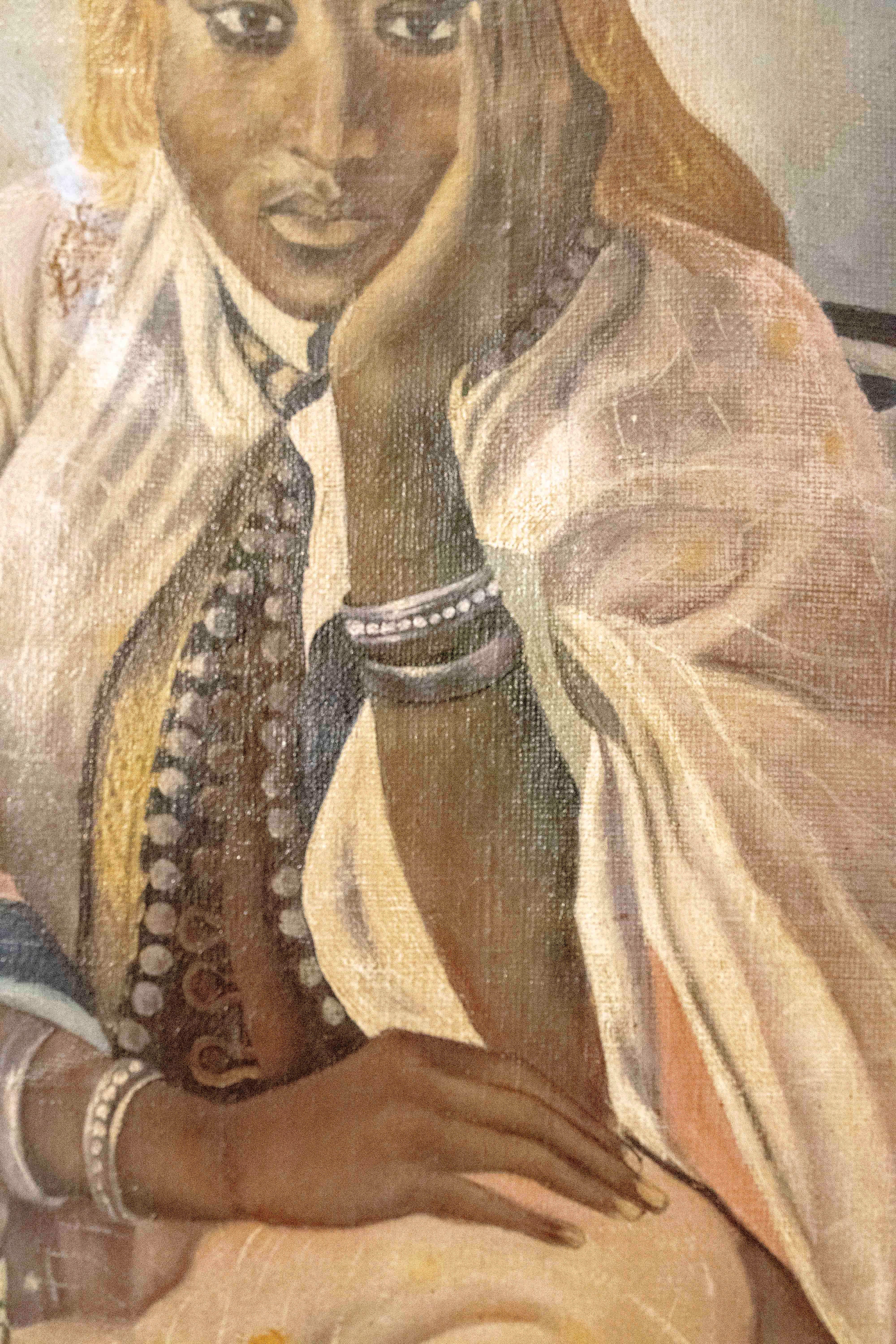 Pittura firmata degli anni '70 raffigurante un ritratto di una donna priva di sensi di colpa In condizioni buone in vendita a Marbella, ES