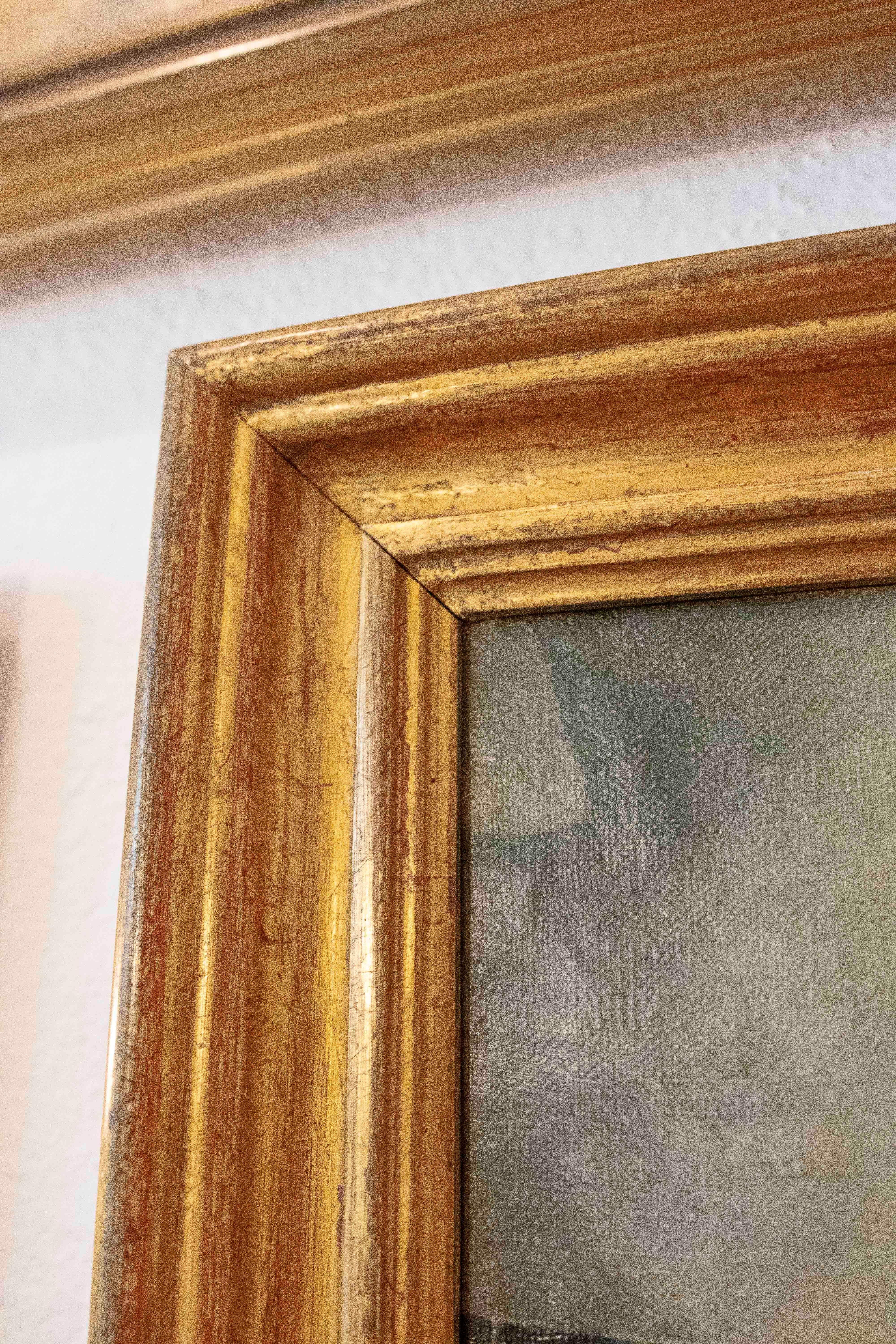 Tela Pittura firmata degli anni '70 raffigurante un ritratto di una donna priva di sensi di colpa in vendita