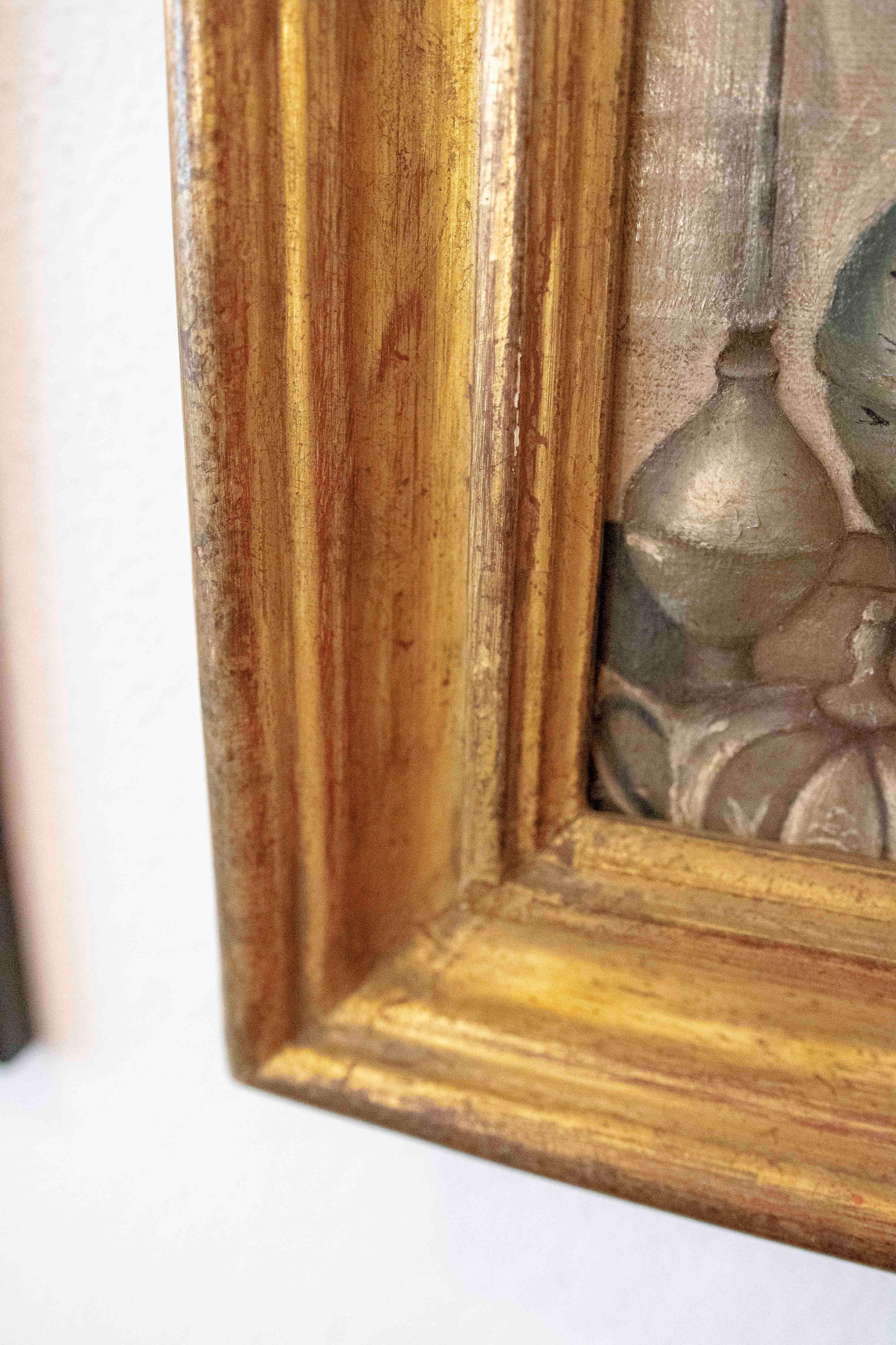 Pittura firmata degli anni '70 raffigurante un ritratto di una donna priva di sensi di colpa in vendita 1
