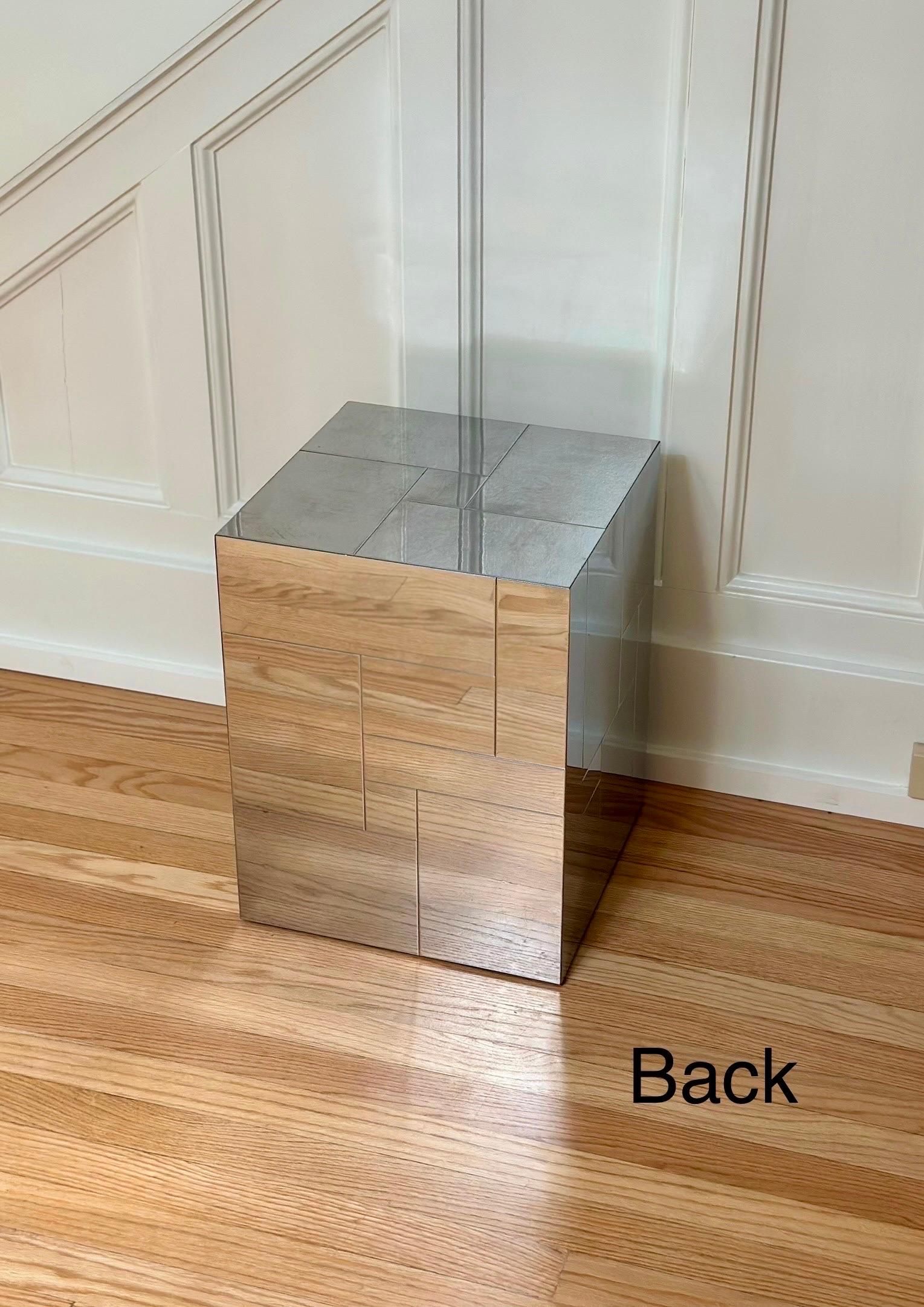 1970s Signed Paul Evans for Directional Cityscape Chrome Cube Side Table For Sale 4