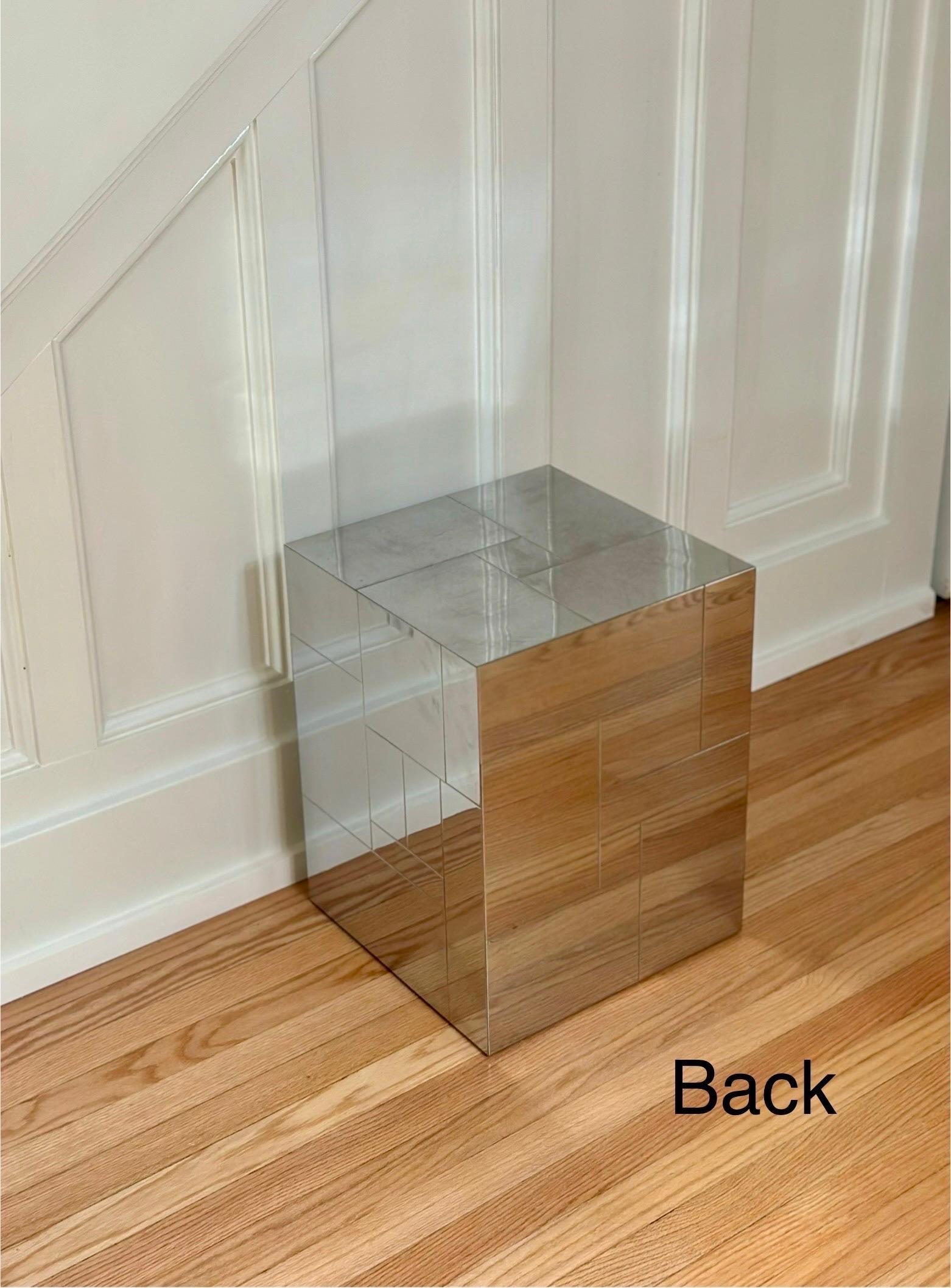 1970s Signed Paul Evans for Directional Cityscape Chrome Cube Side Table For Sale 5