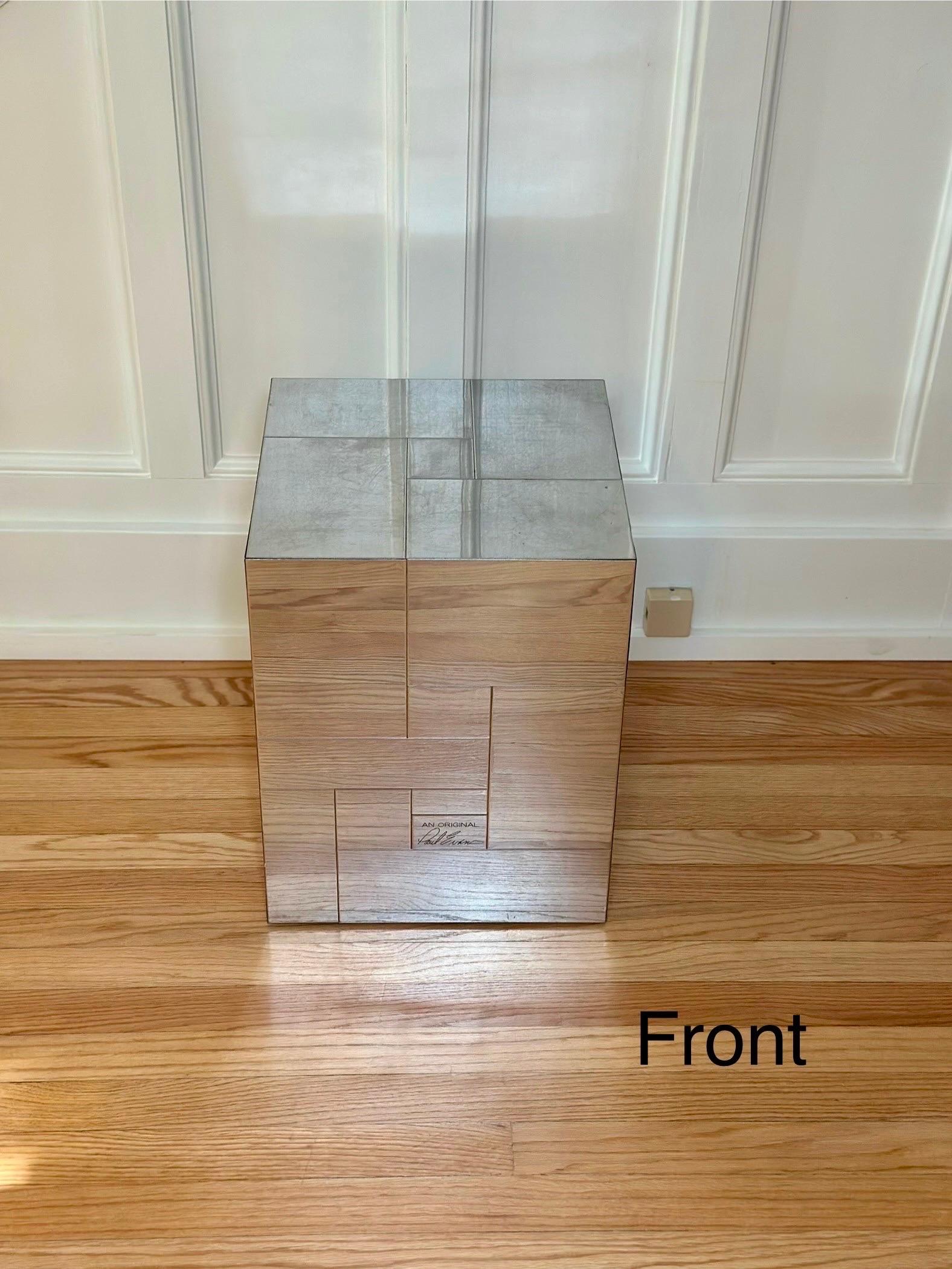 Mid-Century Modern 1970s Signed Paul Evans for Directional Cityscape Chrome Cube Side Table For Sale