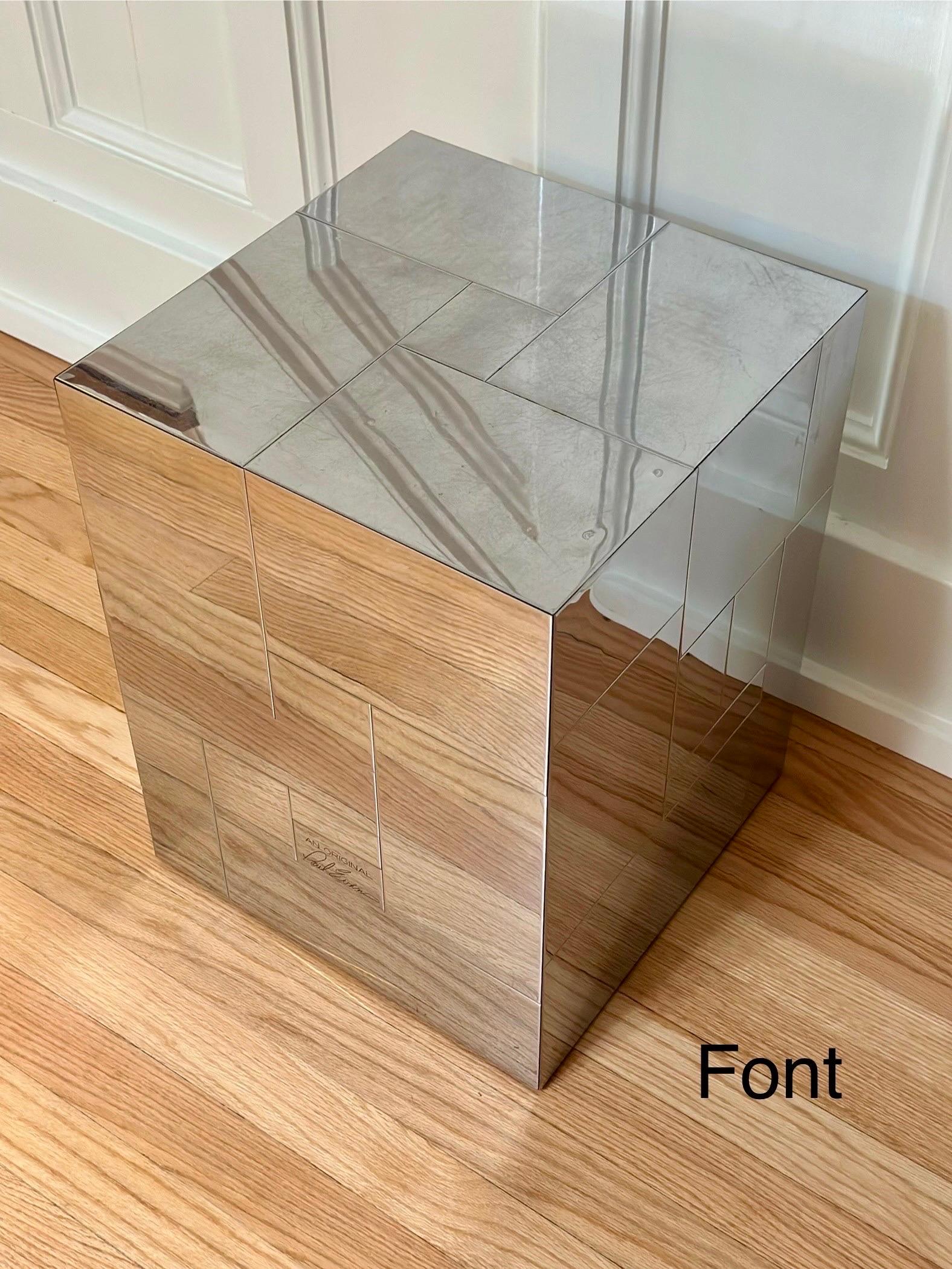 1970s Signed Paul Evans for Directional Cityscape Chrome Cube Side Table For Sale 3