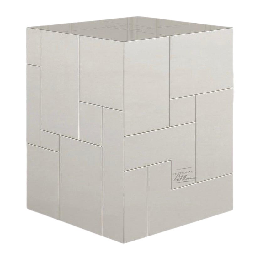 1970s Signed Paul Evans for Directional Cityscape Chrome Cube Side Table For Sale