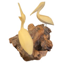 1970's Signed Pelican Sculpture by artist John Perry