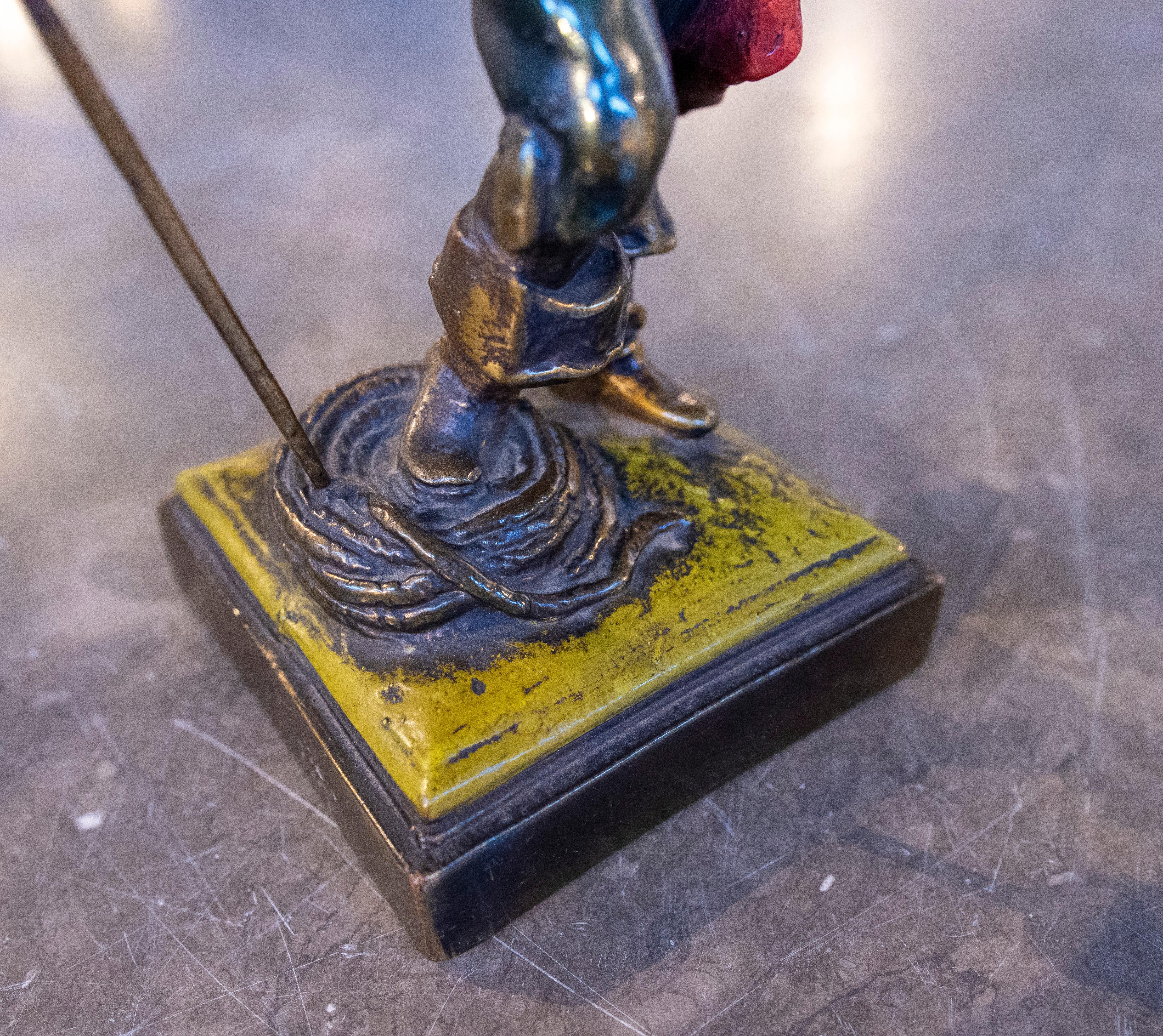 1970s Signed Polychrome Bronze Pirate Sculpture 4