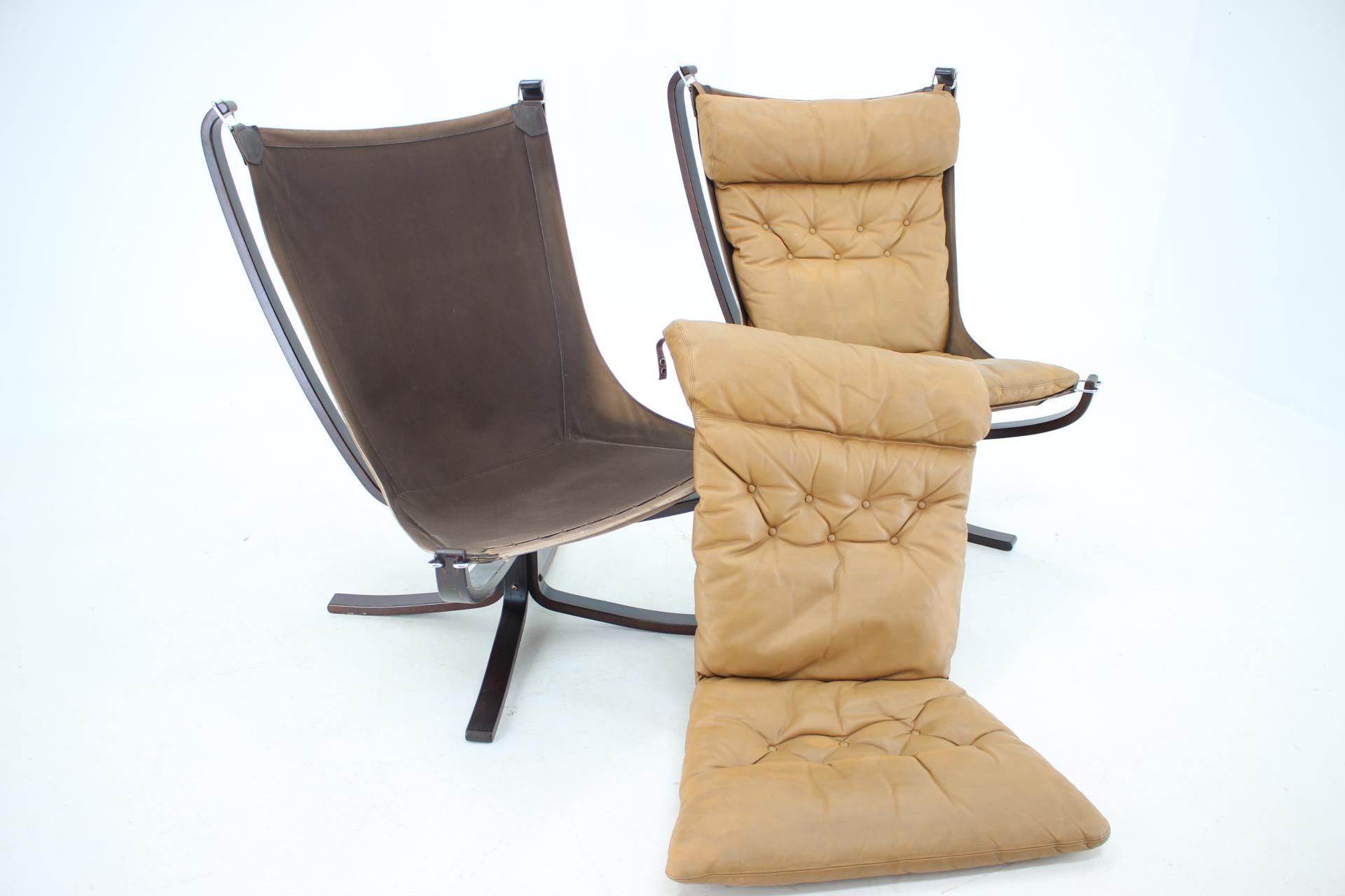 1970s Sigurd Ressell Pair of Falcon Chairs Leather by Vatne Møbler , Norway For Sale 4