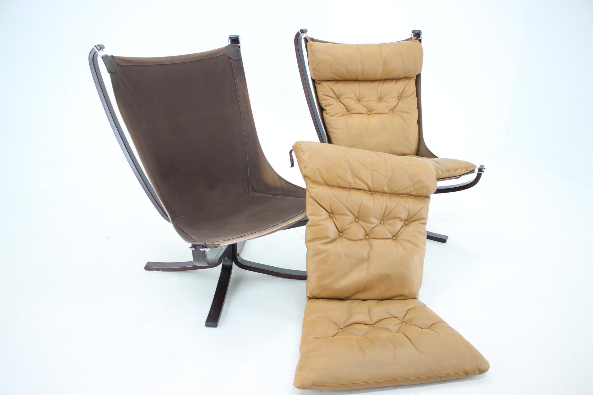 1970s Sigurd Ressell Pair of Falcon Chairs Leather by Vatne Møbler , Norway 4