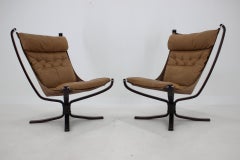 1970s Sigurd Ressell Pair of Falcon Chairs Leather by Vatne Møbler , Norway