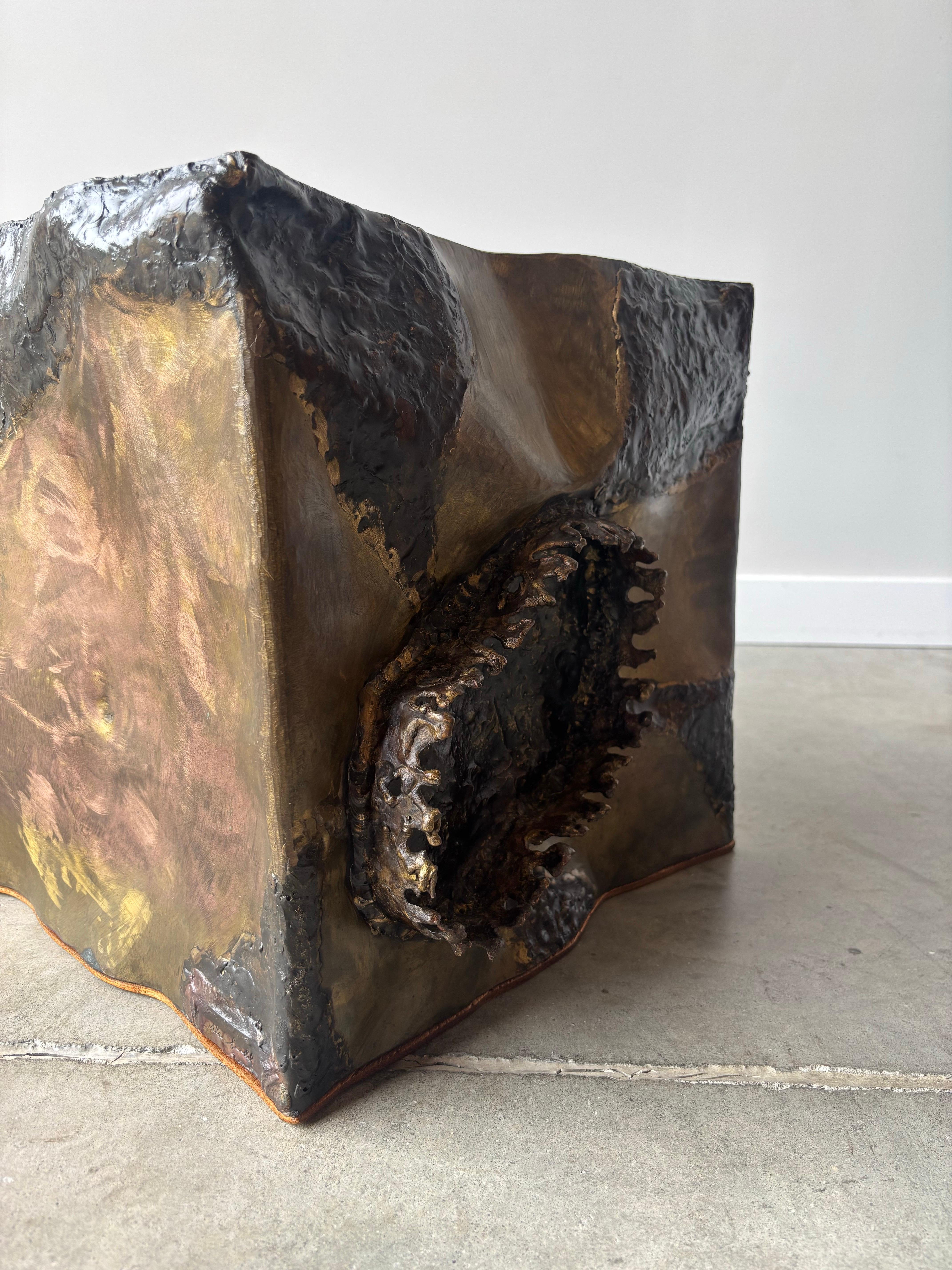 Brutalisme 1970 Silas Seandel Bronze Sculptural Coffee Table, Signed en vente