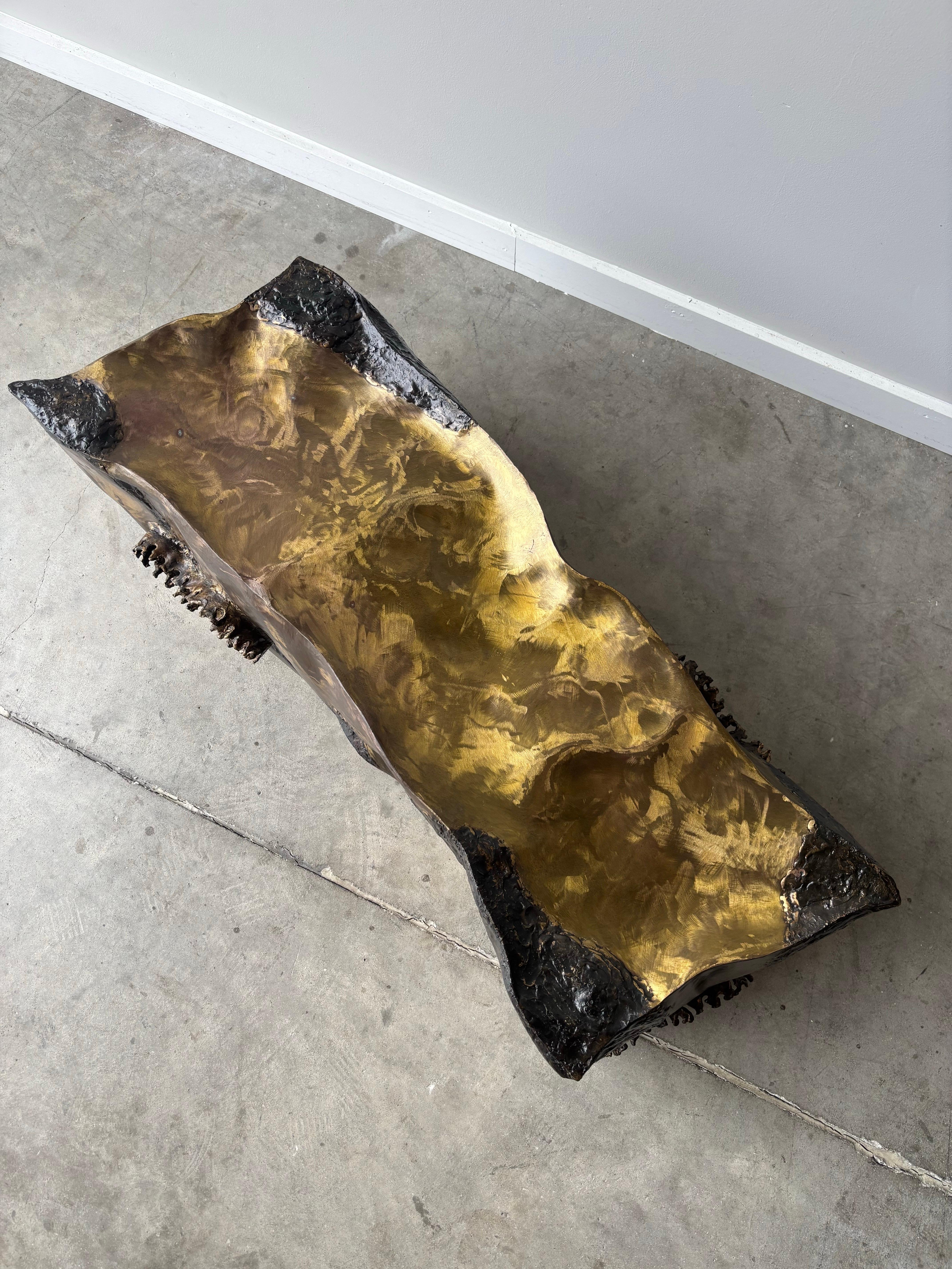 1970 Silas Seandel Bronze Sculptural Coffee Table, Signed en vente 3