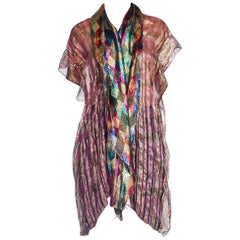 Vintage 1970s Silk and Rainbow Disco Lurex Duster Vest