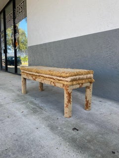 1970s Silk and Velvet Damask Parsons Bench