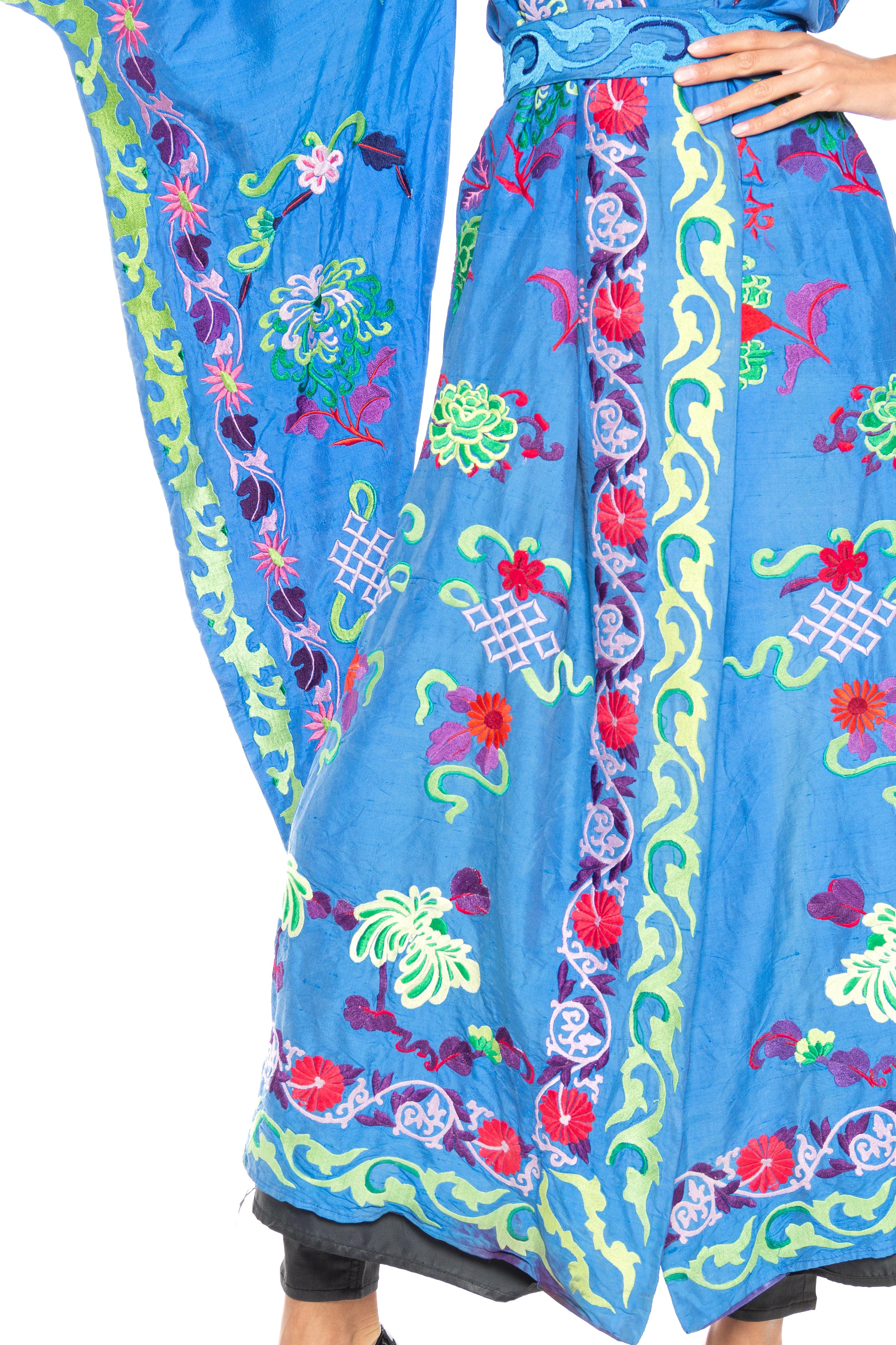 1970S Blue Multicolored Cotton Embroidered  Jacket For Sale 2
