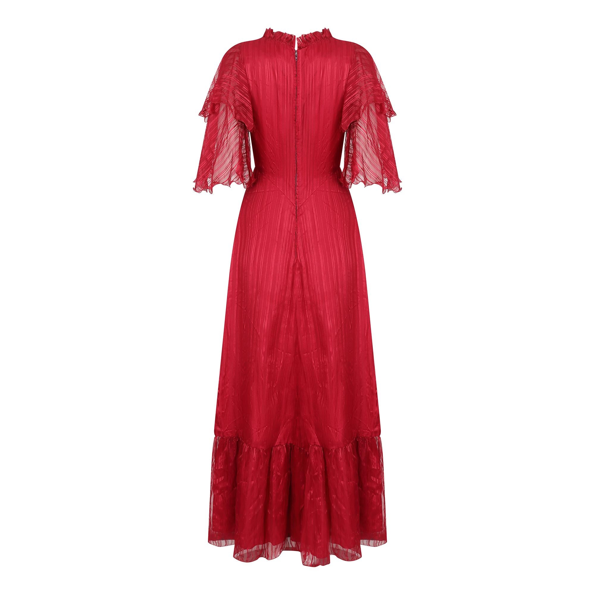 red chiffon maxi dress