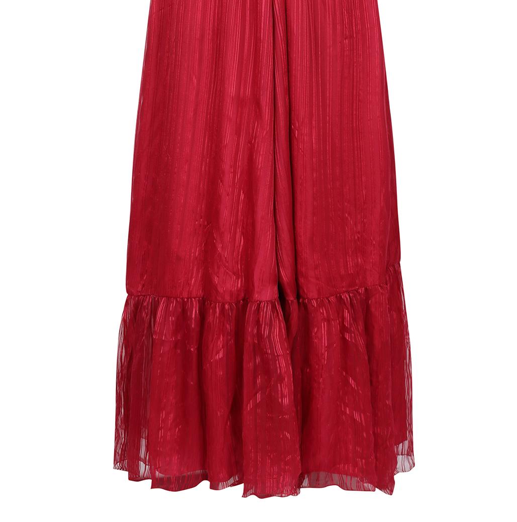 1970s Silk Chiffon Scarlet Red Victoriana Maxi Dress In Excellent Condition In London, GB