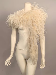 1970's Silk Crepe and Ostrich Feather Shawl or Hip Wrap from  Lord & Taylor