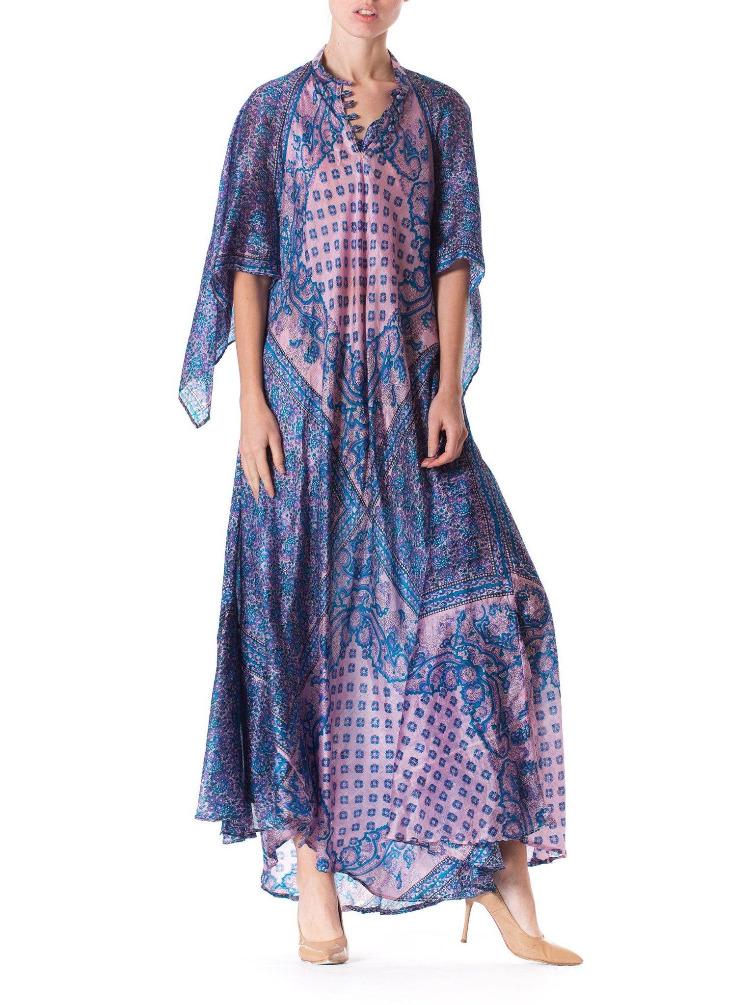 1970S Silk Hand Printed Boho Dress 2