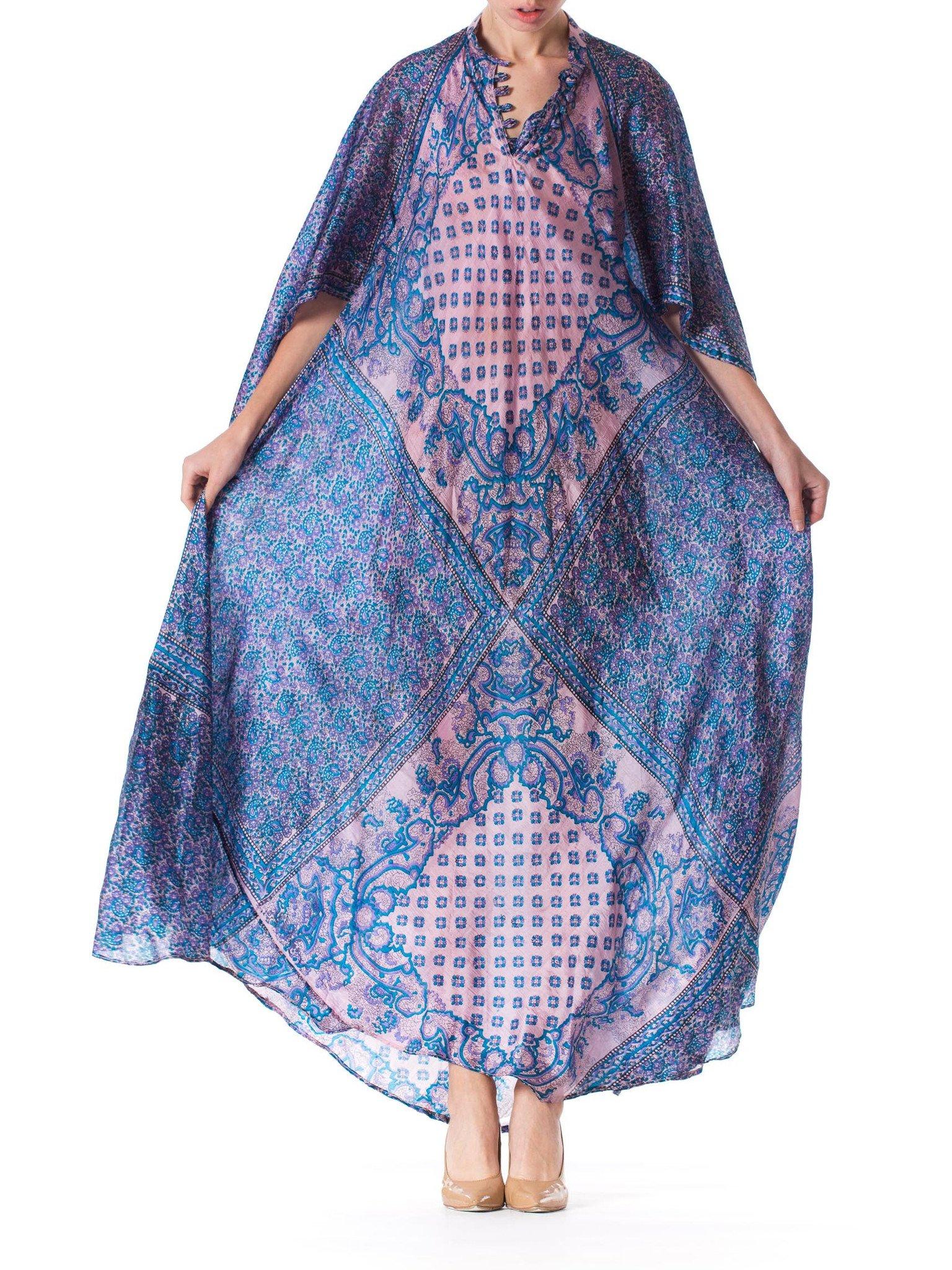 1970S Silk Hand Printed Boho Dress 3